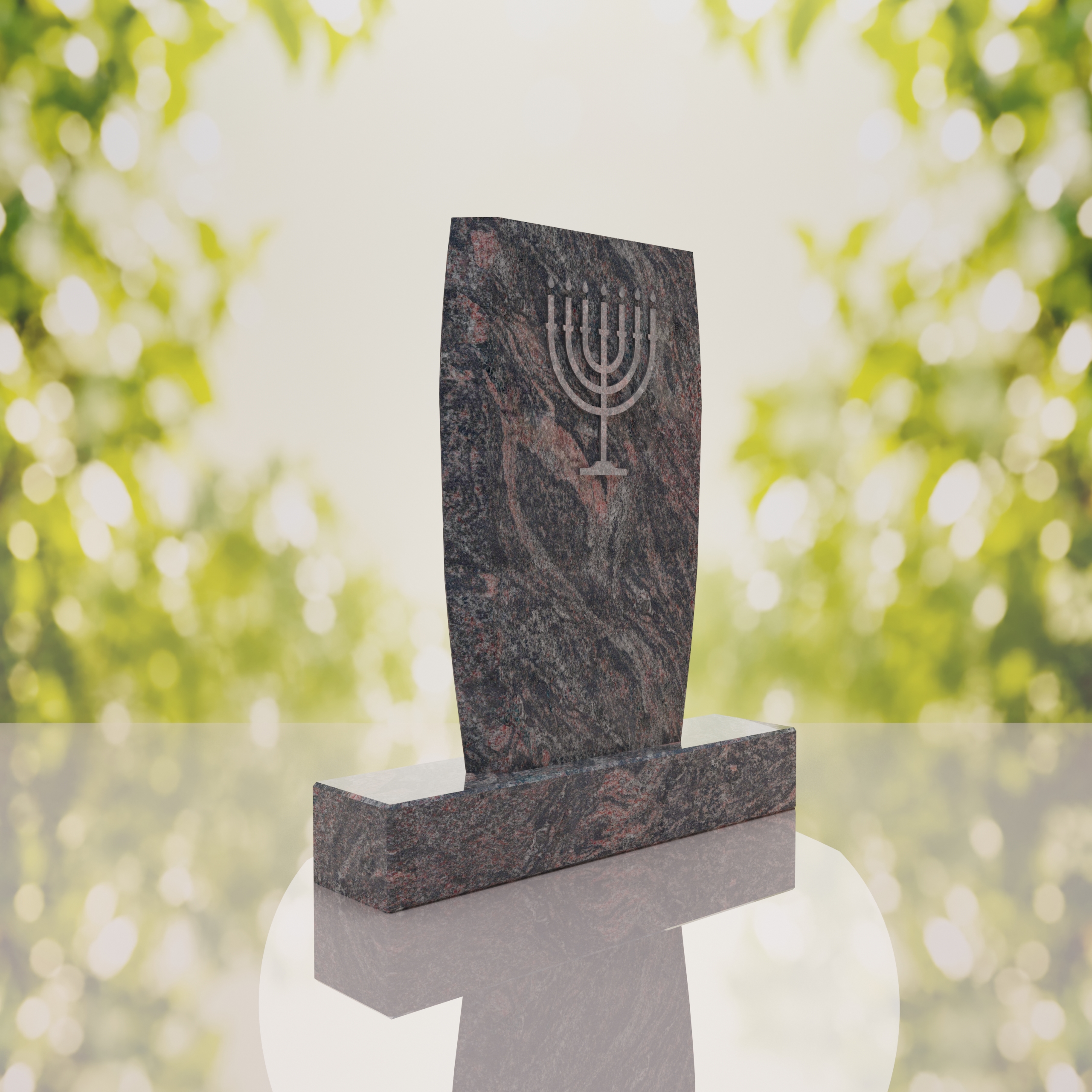 Jewish Menorah Granite Headstone thumbnail 7