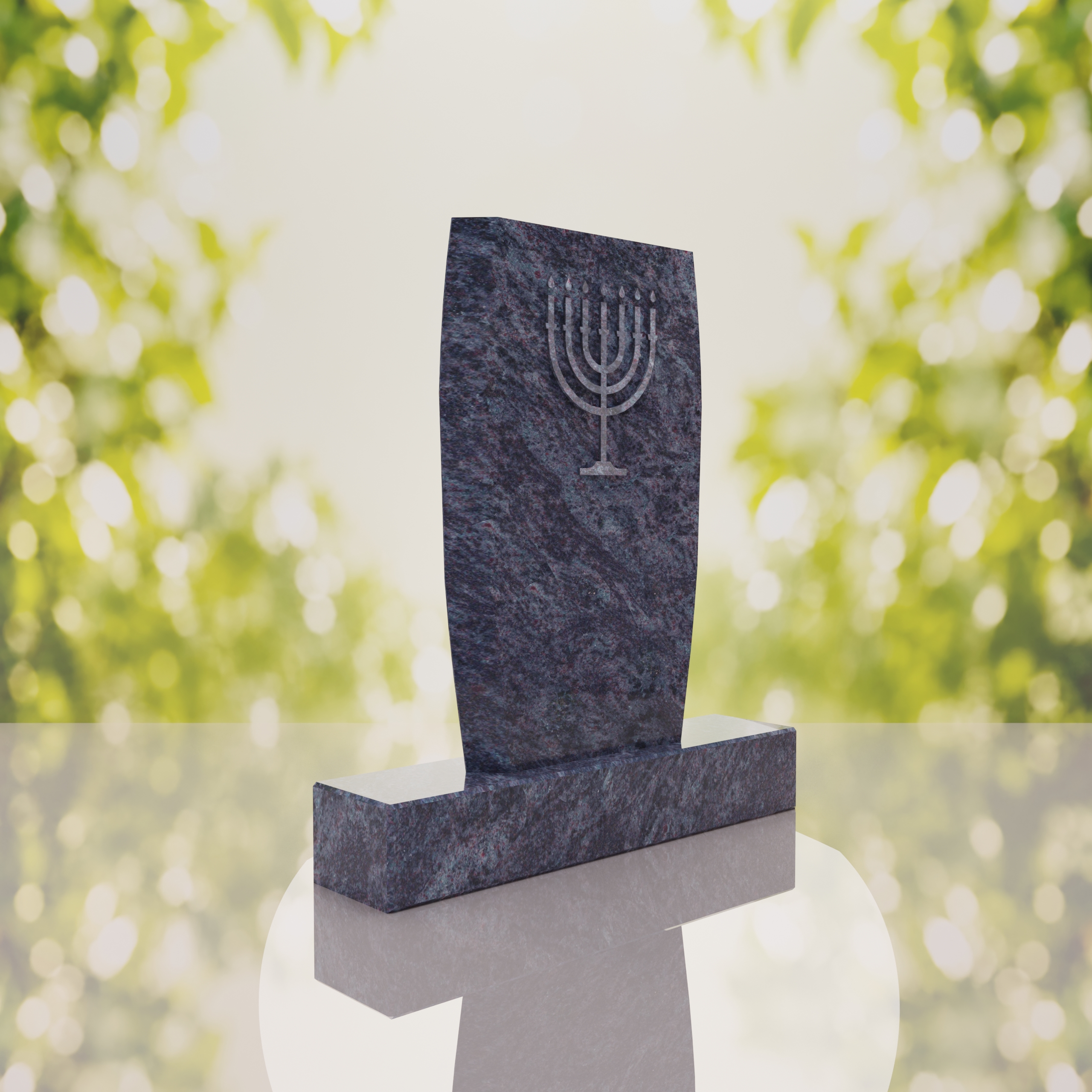 Jewish Menorah Granite Headstone thumbnail 10