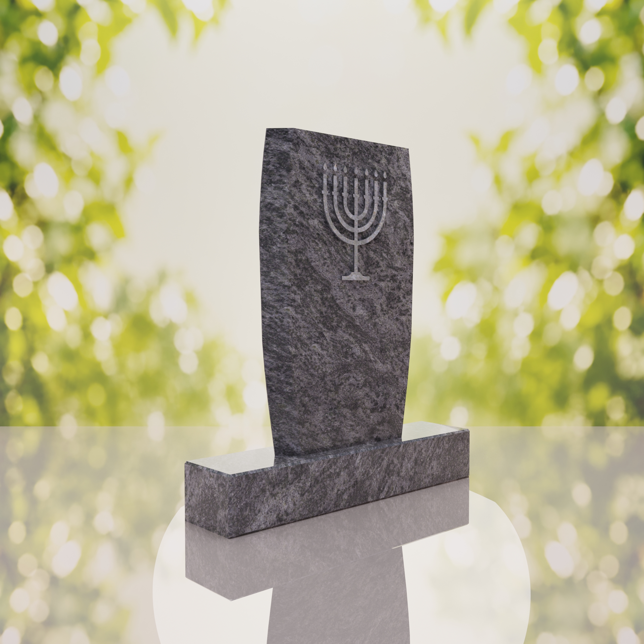 Jewish Menorah Granite Headstone thumbnail 13