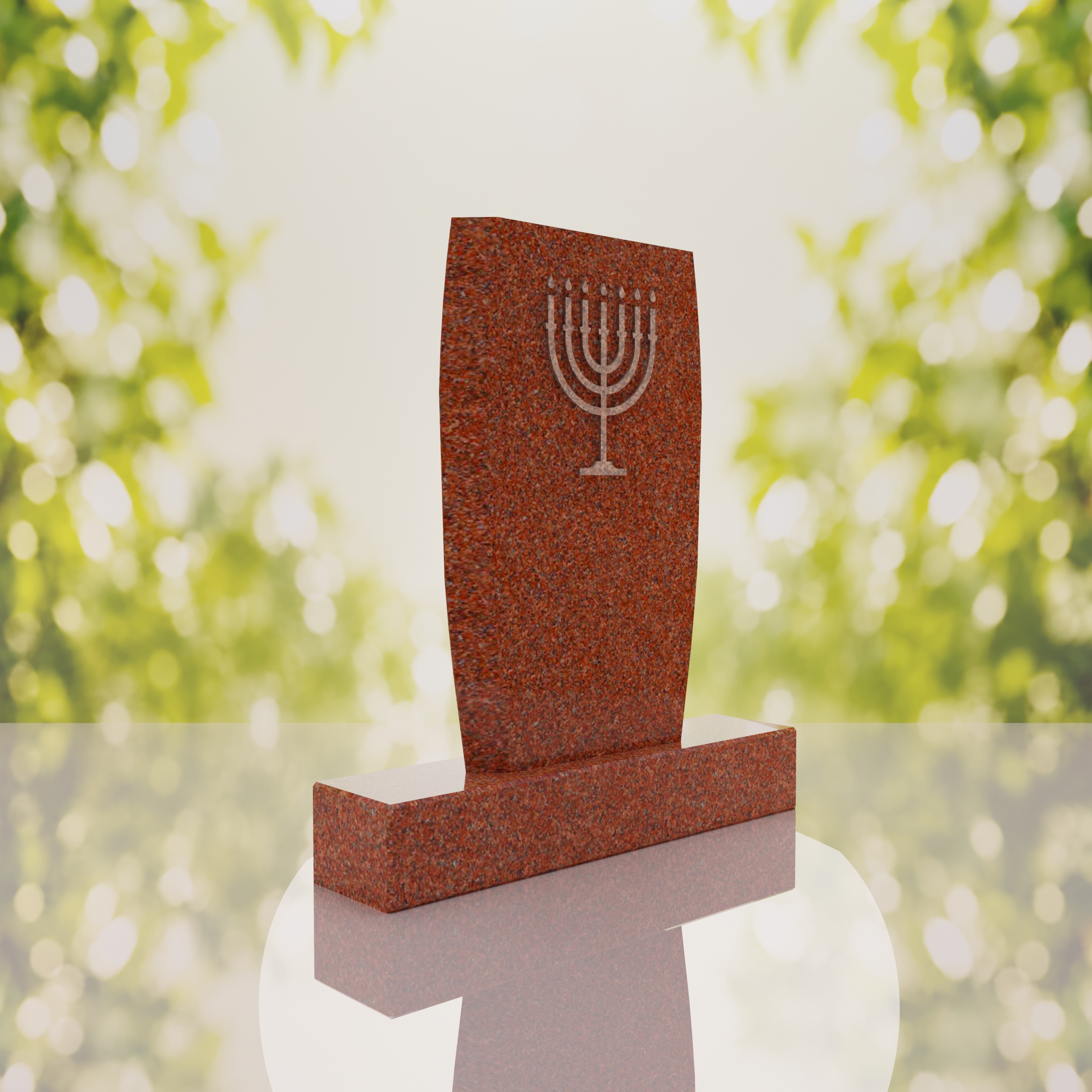 Jewish Menorah Granite Headstone thumbnail 4