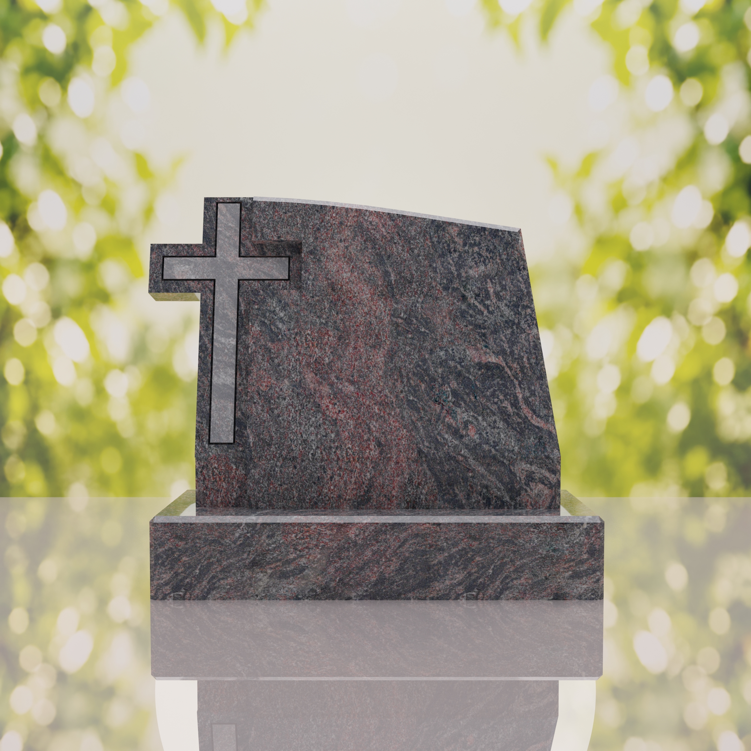 Integrated Cross Slant Granite Headstone thumbnail 8
