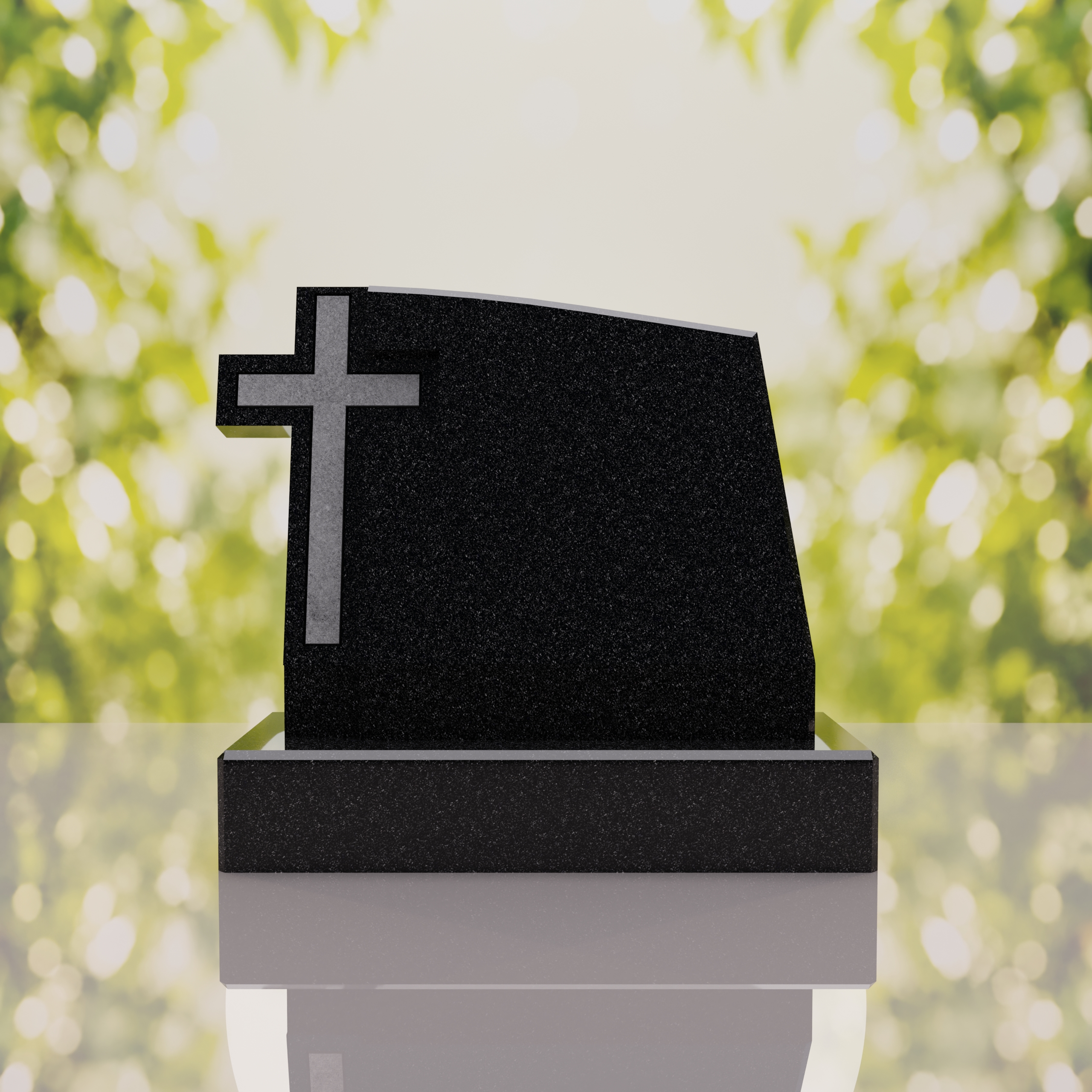 Integrated Cross Slant Granite Headstone thumbnail 2