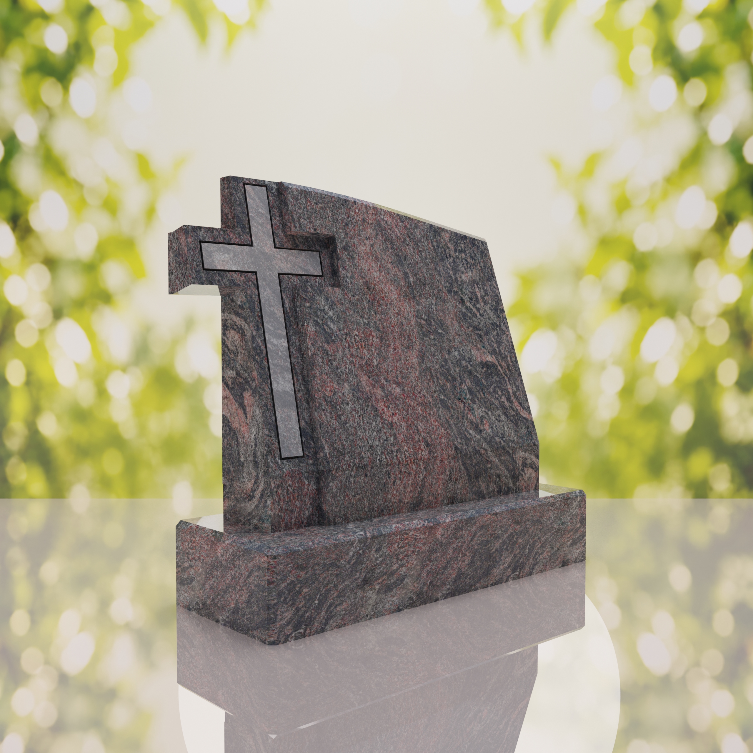 Integrated Cross Slant Granite Headstone thumbnail 7