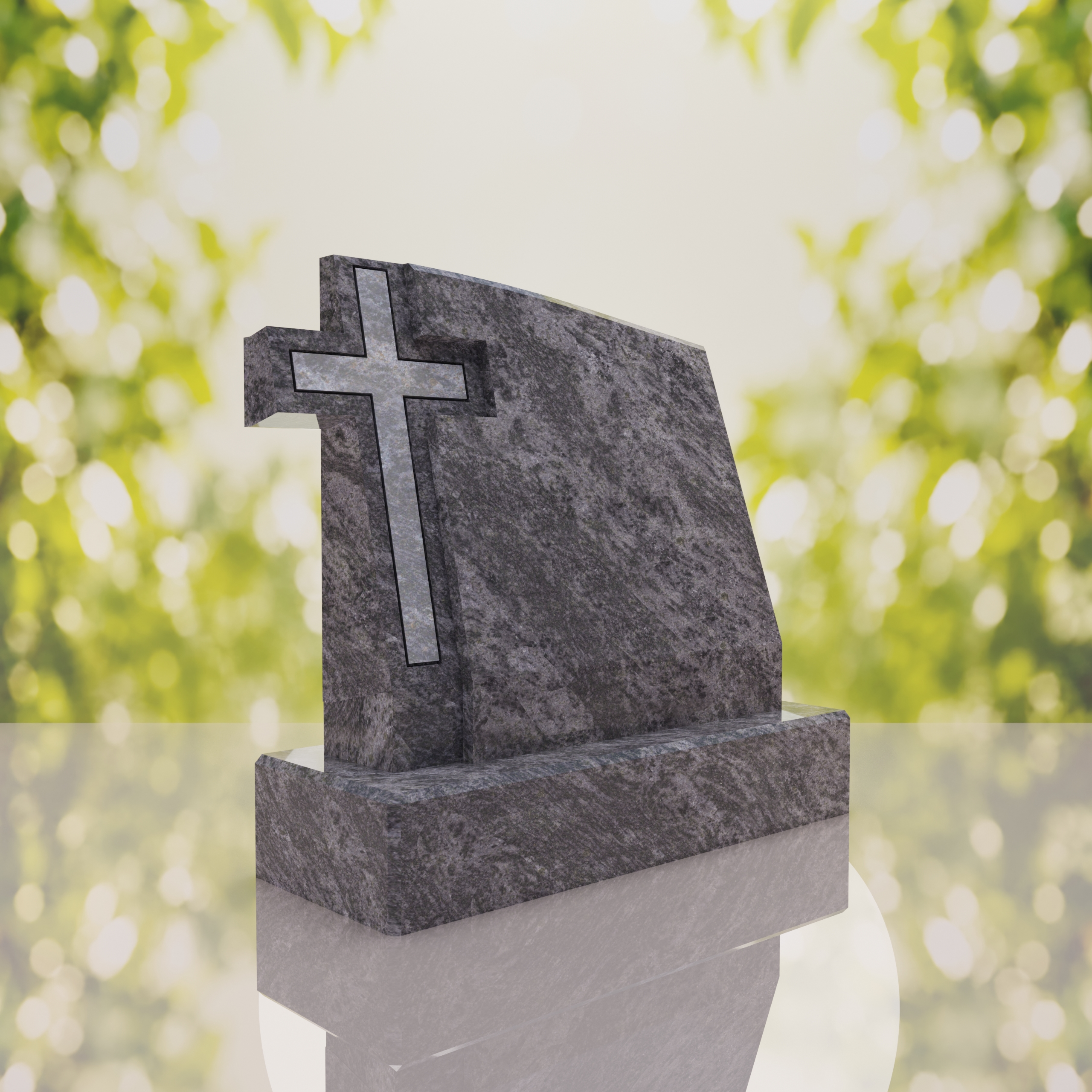 Integrated Cross Slant Granite Headstone thumbnail 13