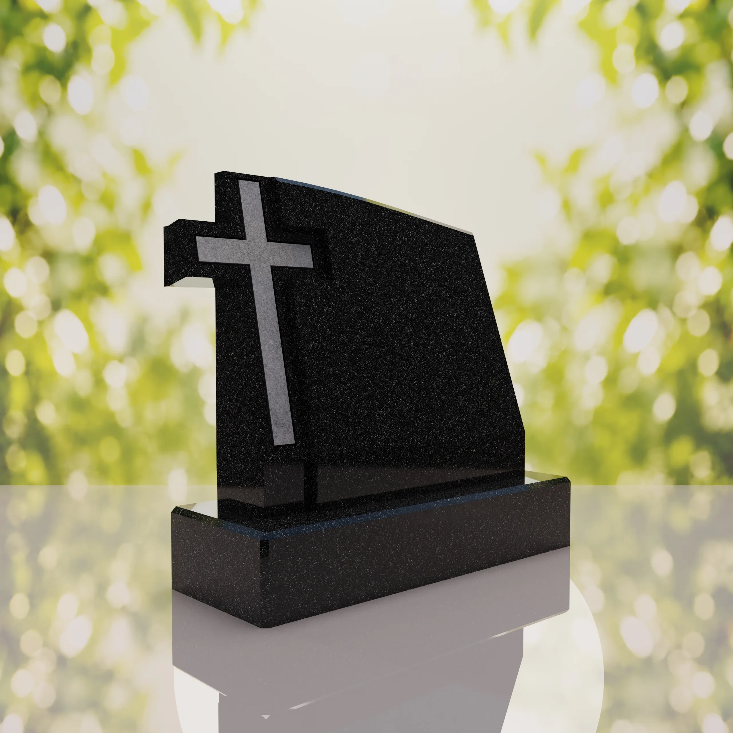 Integrated Cross Slant Granite Headstone