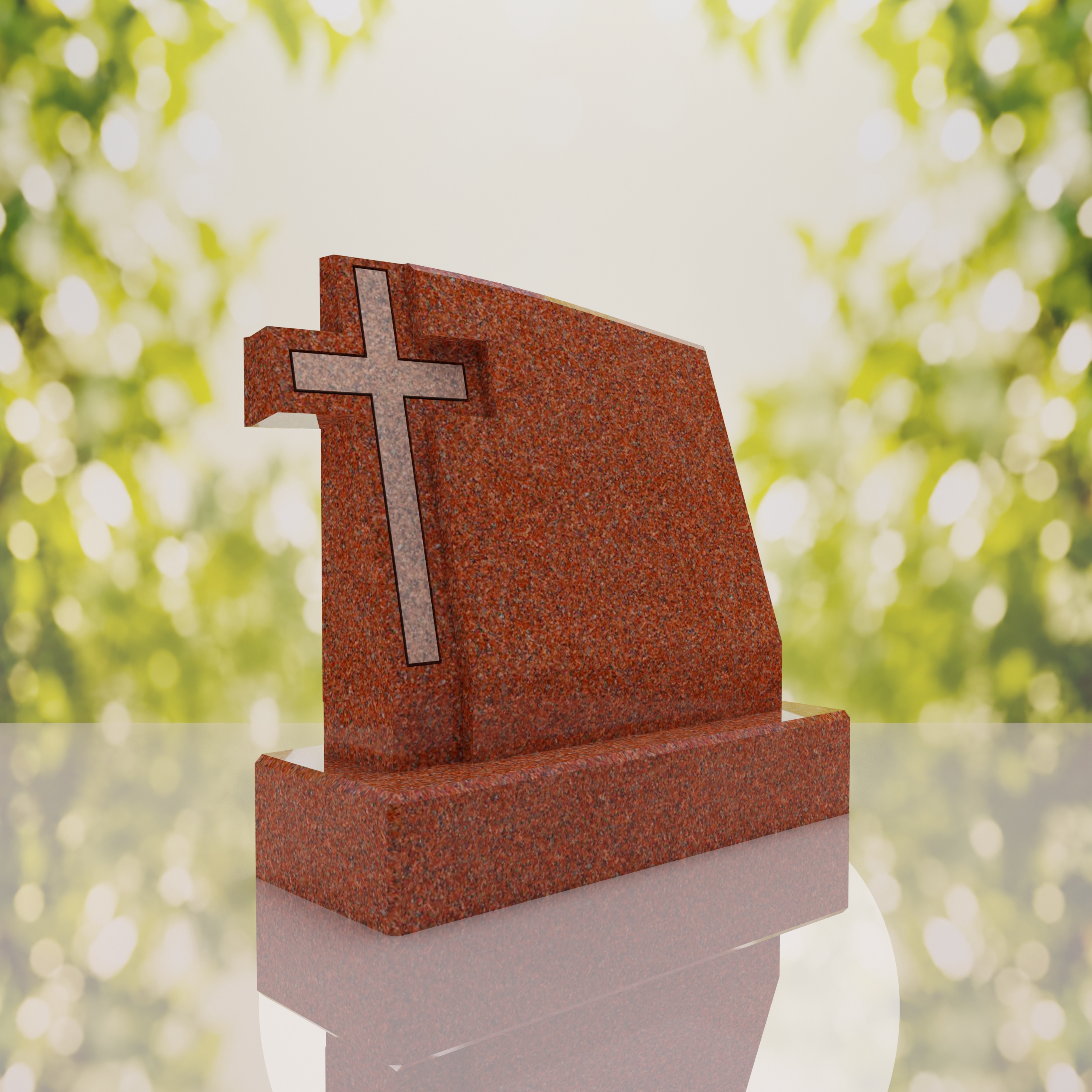 Integrated Cross Slant Granite Headstone thumbnail 4