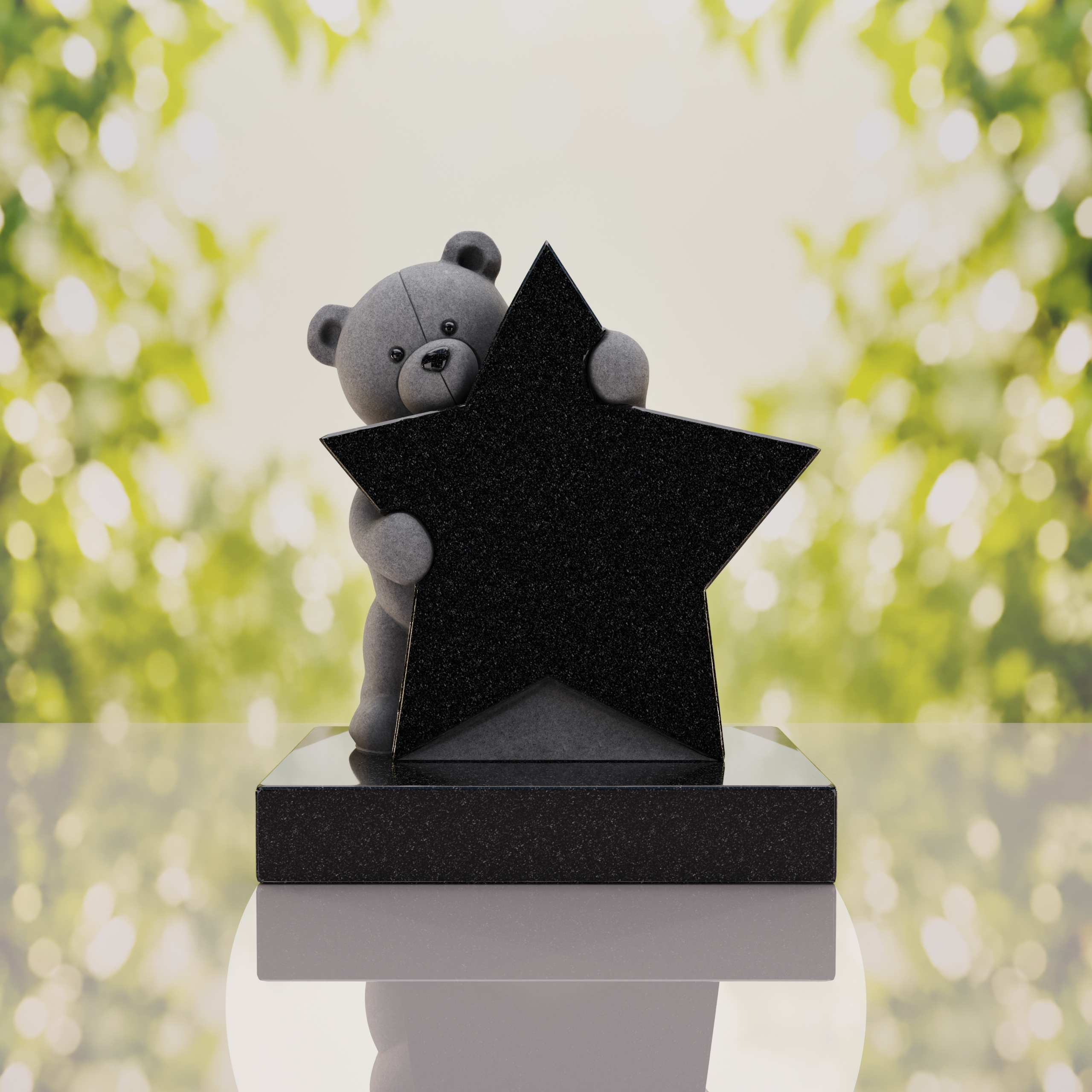 Teddy Bear & Star Shape Children’s Granite Headstone thumbnail 5