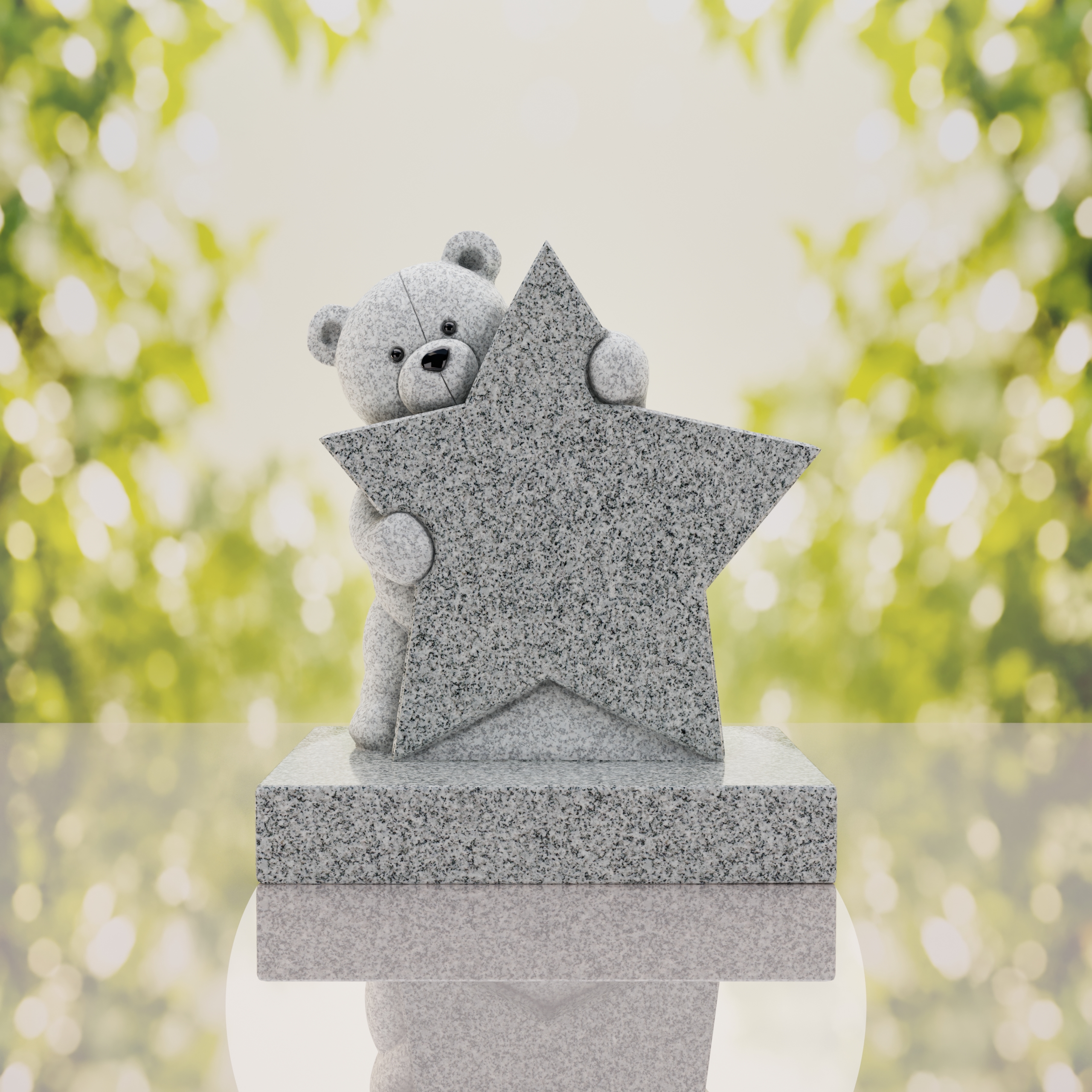 Teddy Bear & Star Shape Children’s Granite Headstone thumbnail 2