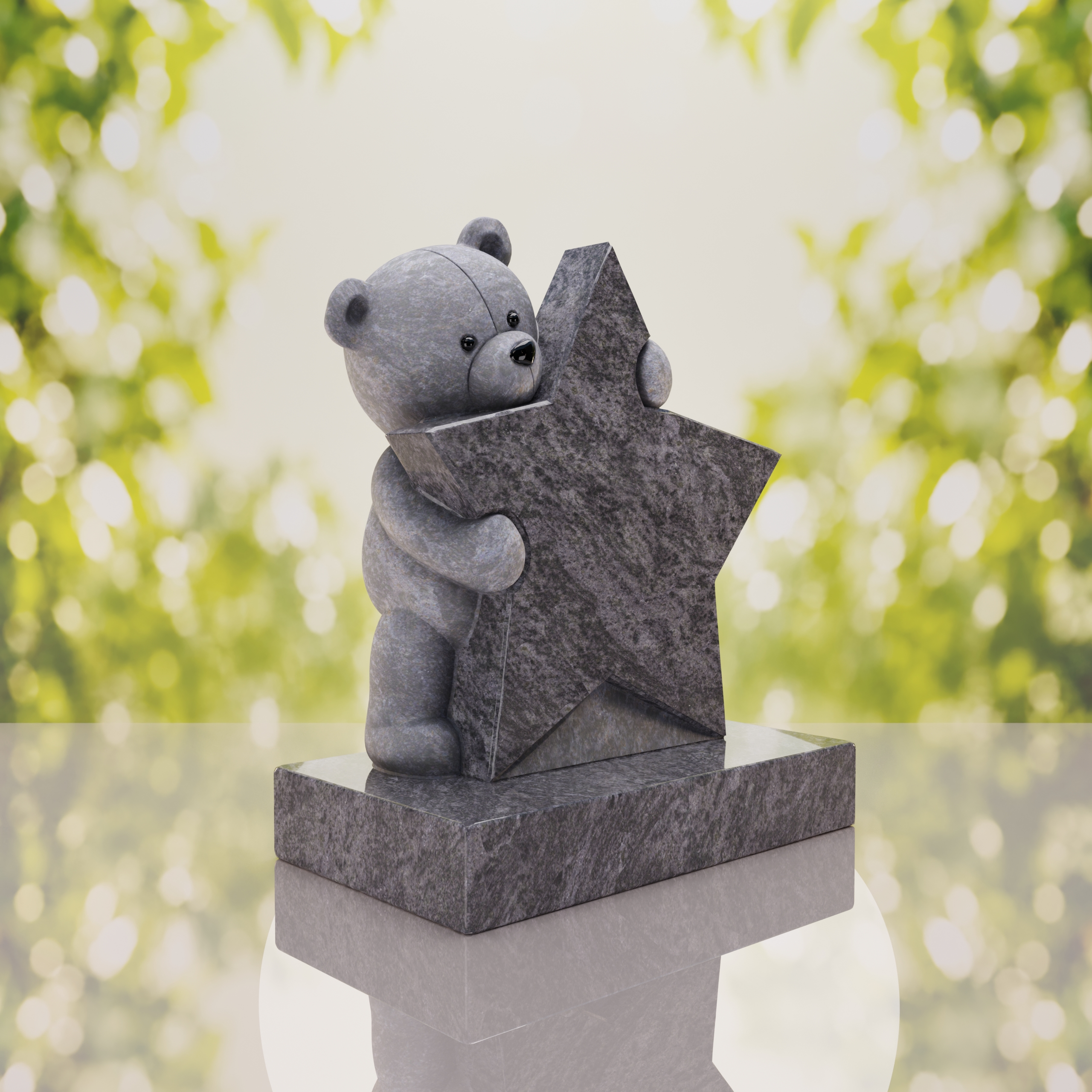 Teddy Bear & Star Shape Children’s Granite Headstone thumbnail 10