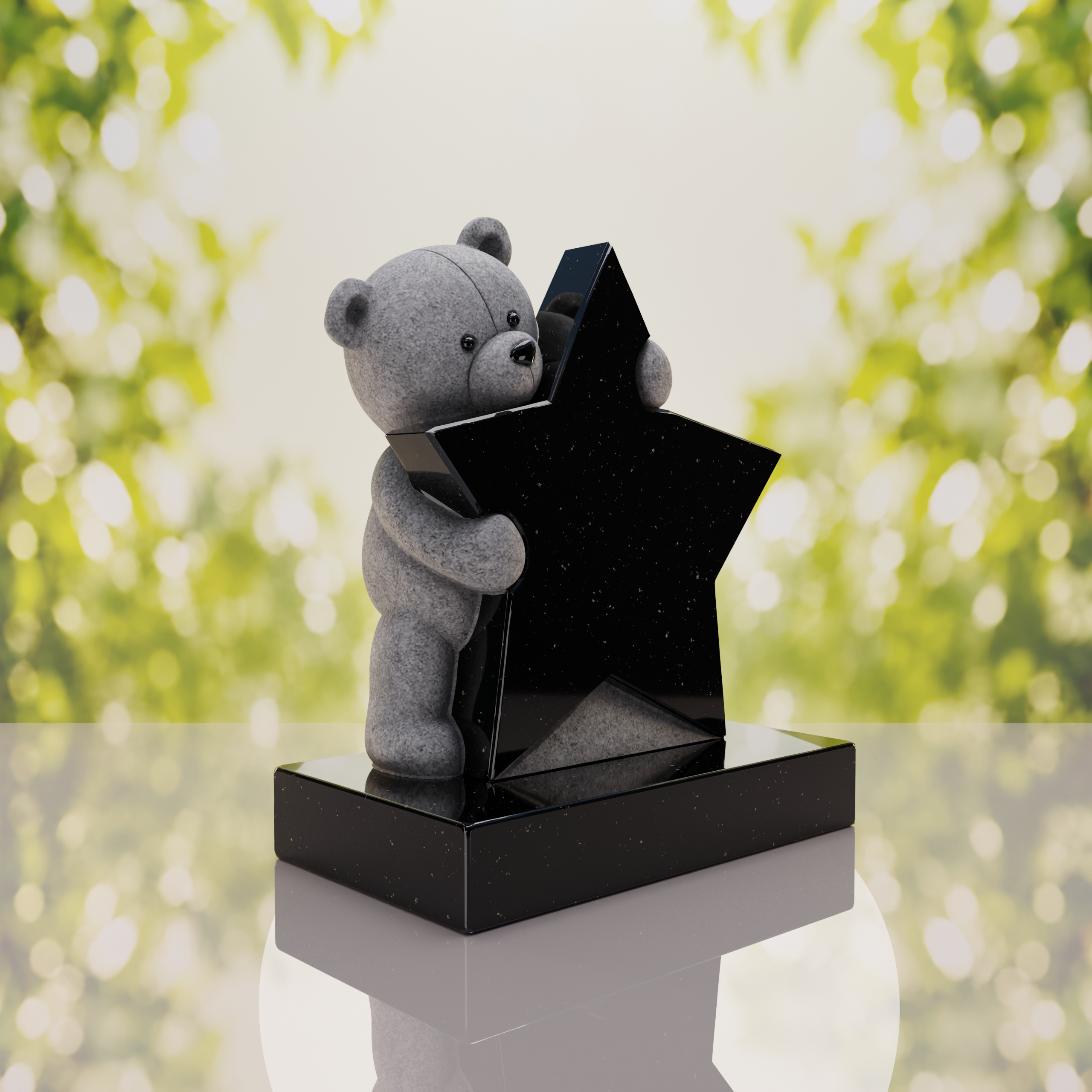 Teddy Bear & Star Shape Children’s Granite Headstone thumbnail 7