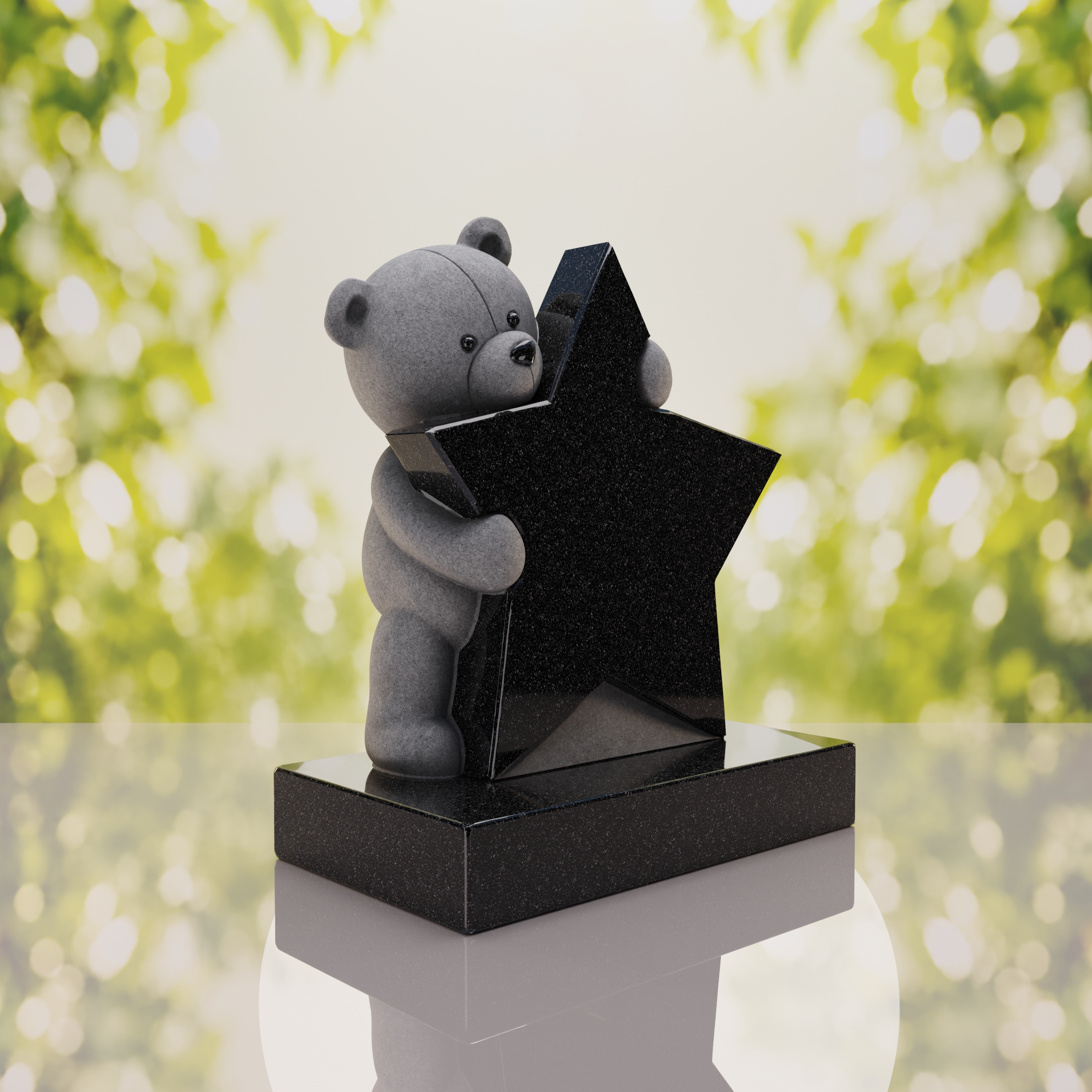 Teddy Bear & Star Shape Children’s Granite Headstone thumbnail 4