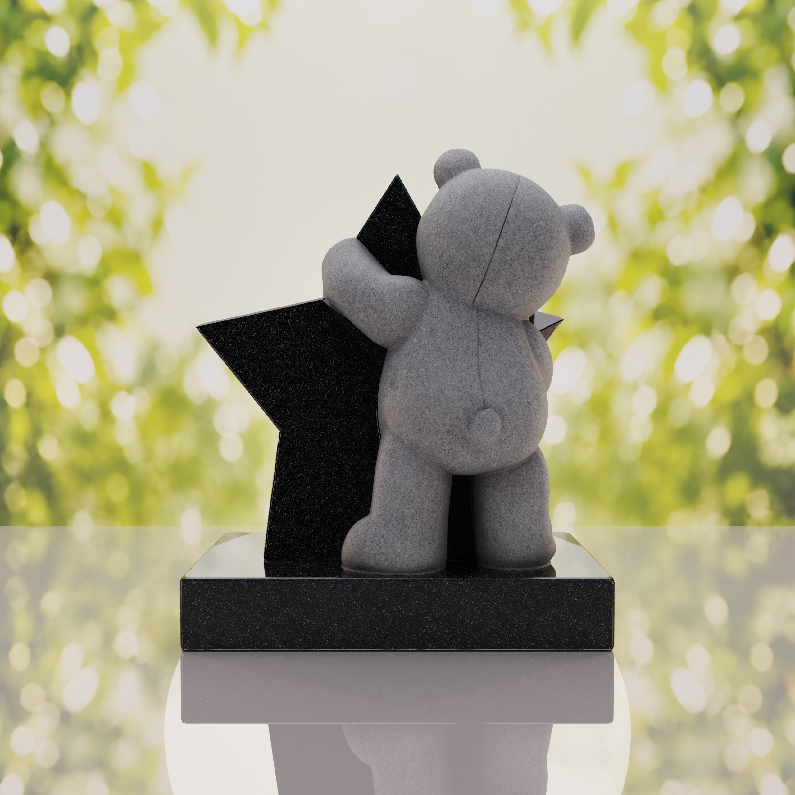 Teddy Bear & Star Shape Children’s Granite Headstone thumbnail 6