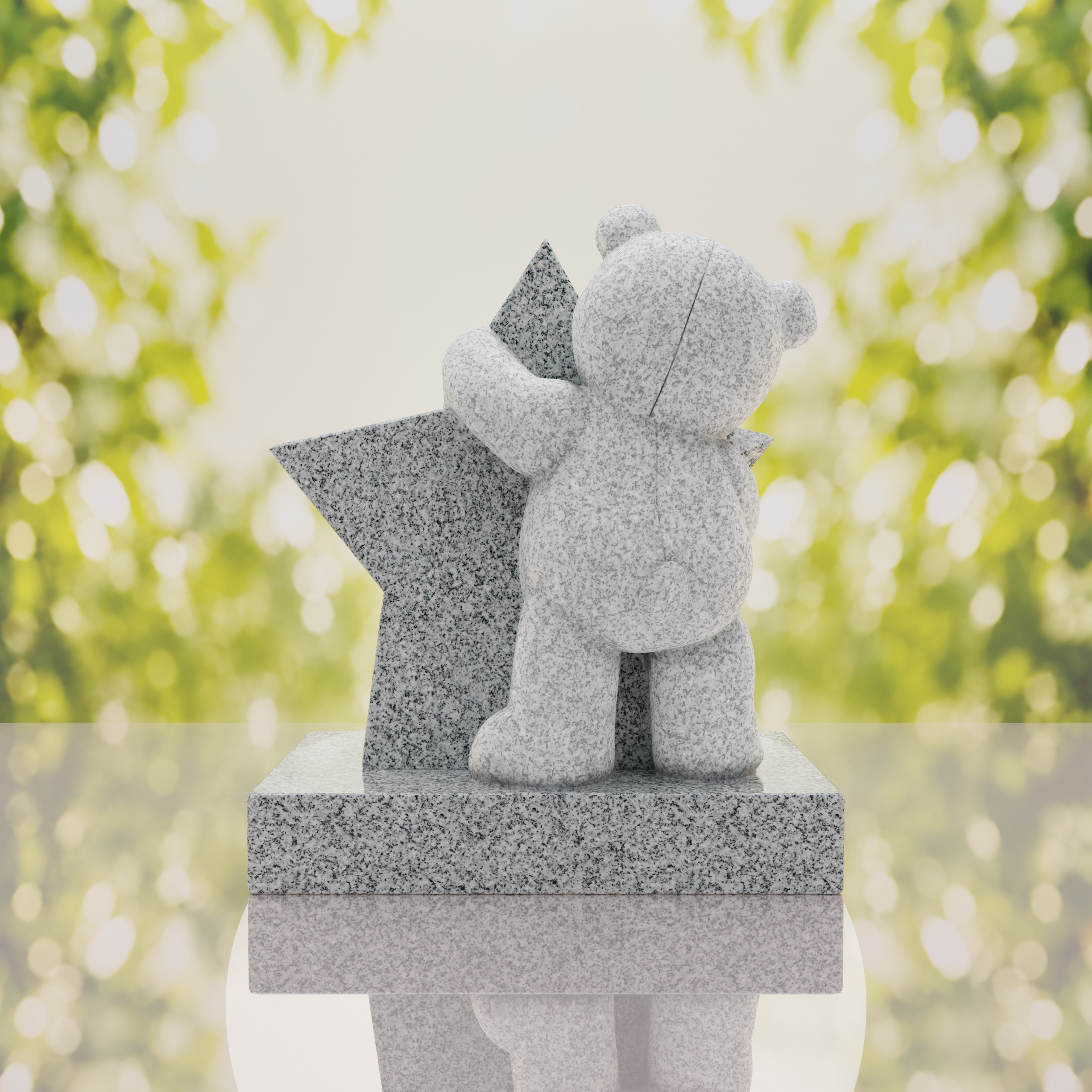 Teddy Bear & Star Shape Children’s Granite Headstone thumbnail 3