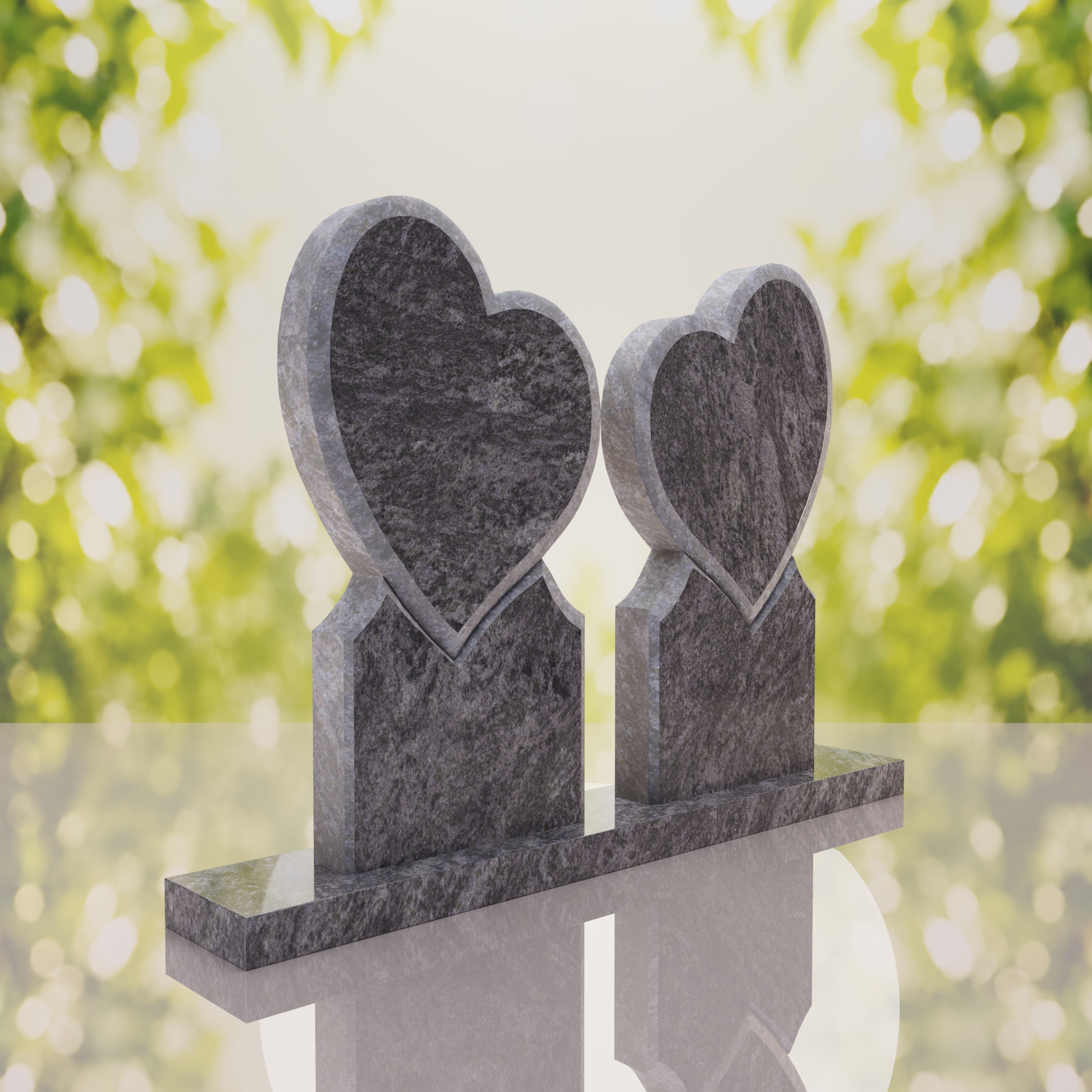 Double Heart Companion Headstone thumbnail 2