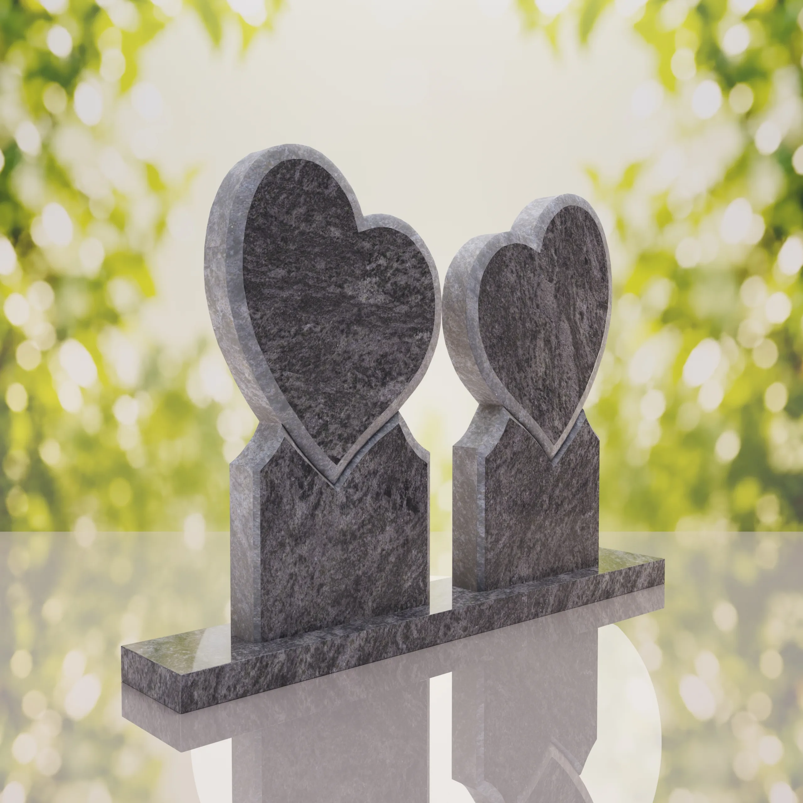 Double Heart Companion Headstone thumbnail 2