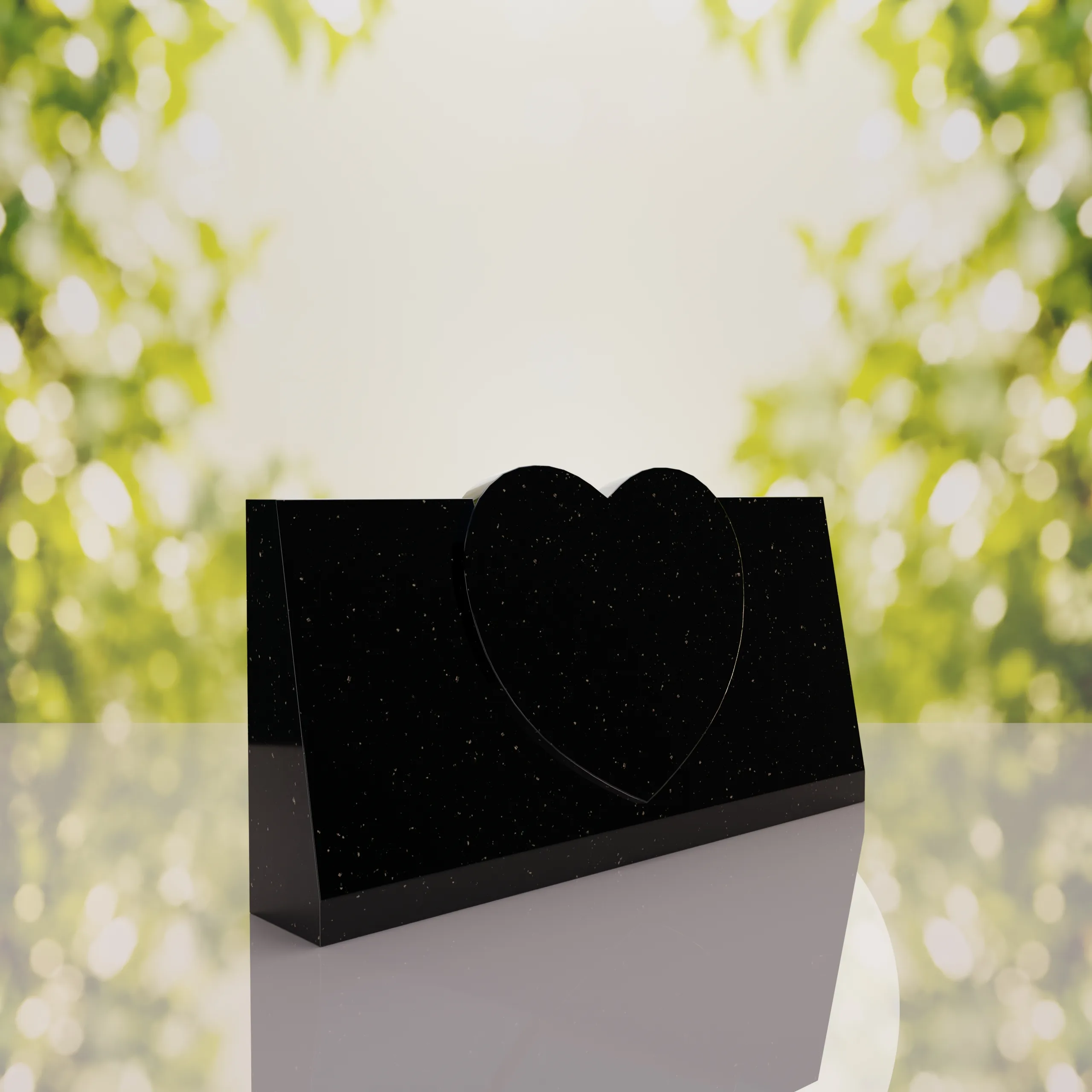 Companion Slant Granite Headstone with Raised Heart Accent