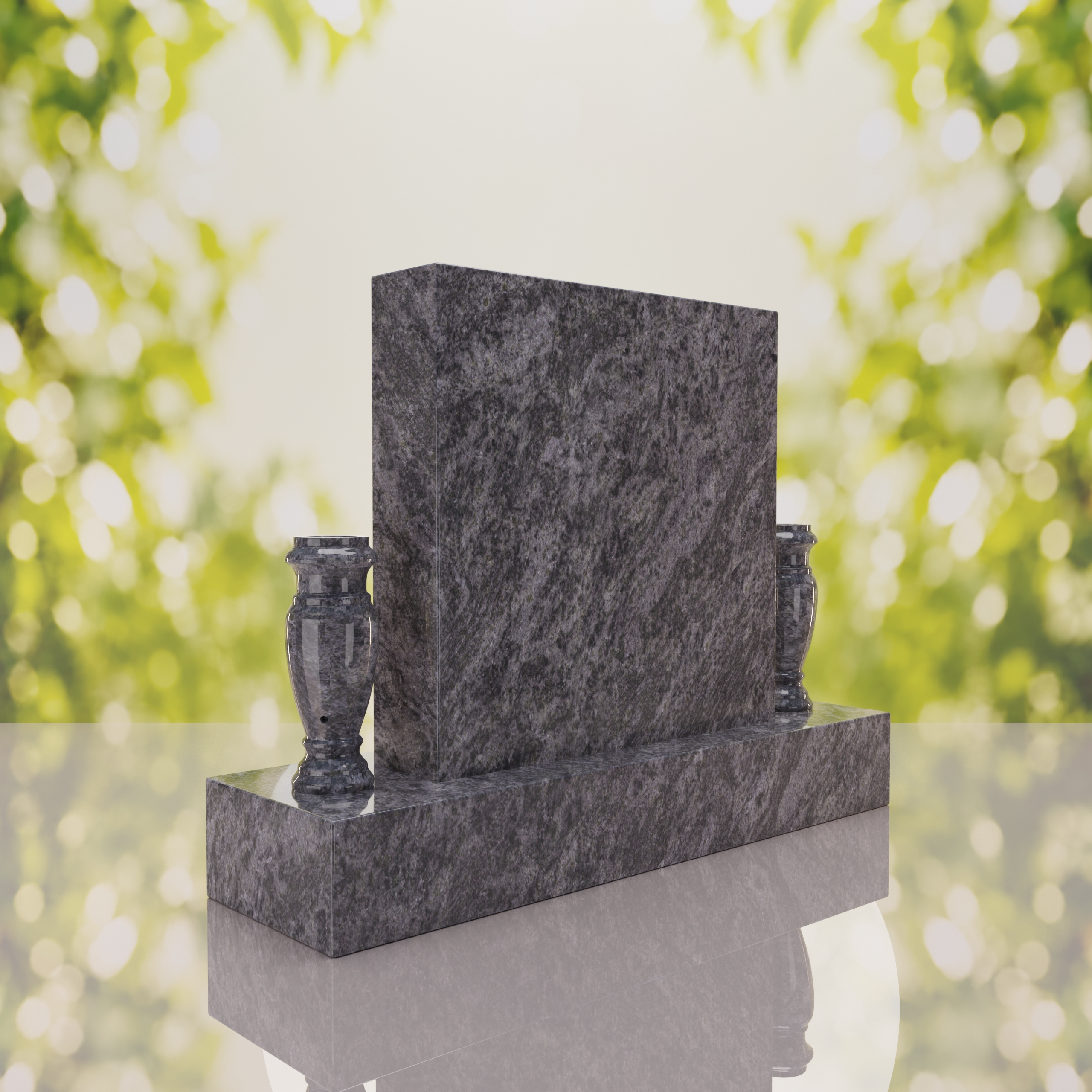 Square Upright Headstone with Vases thumbnail 3