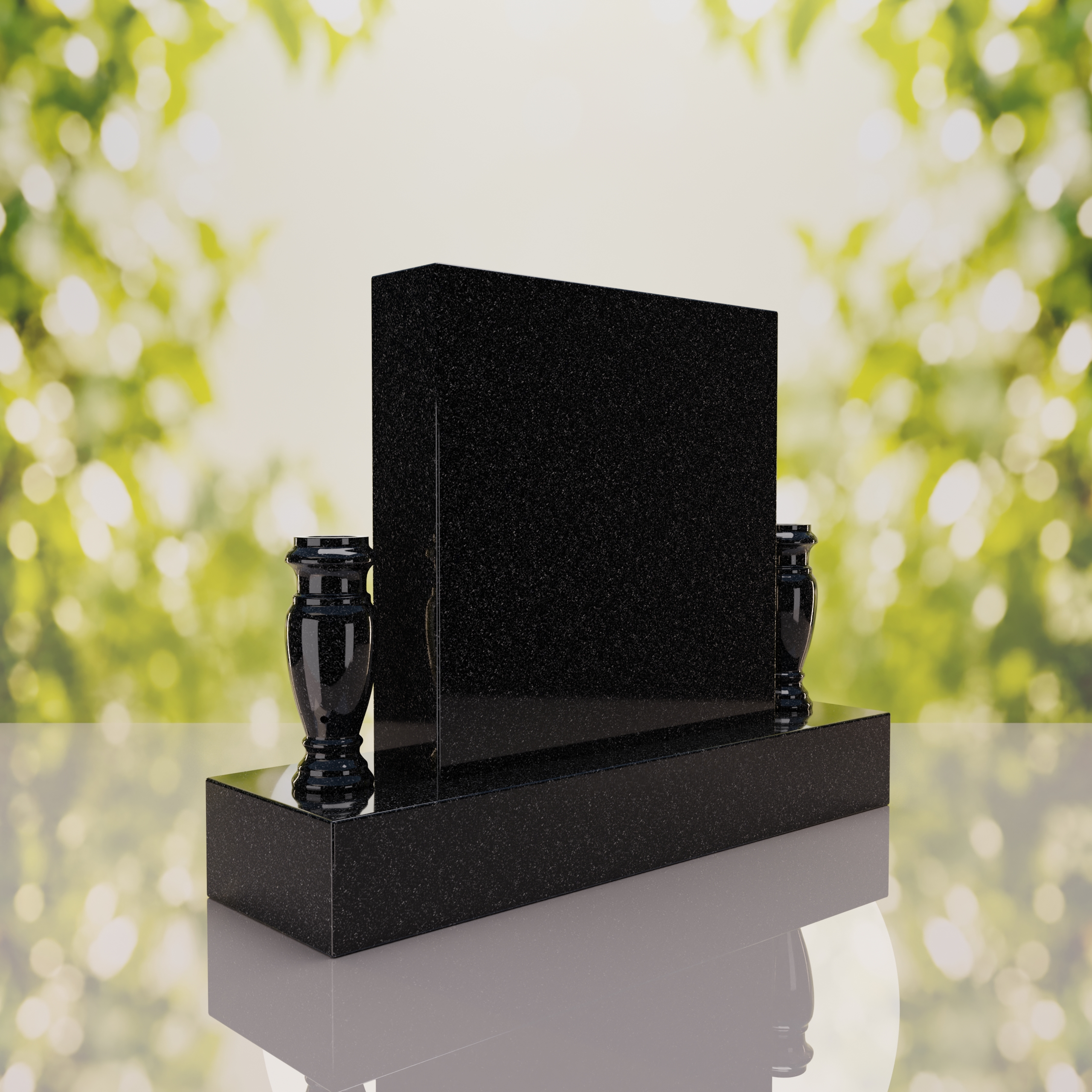 Square Upright Headstone with Vases thumbnail 11