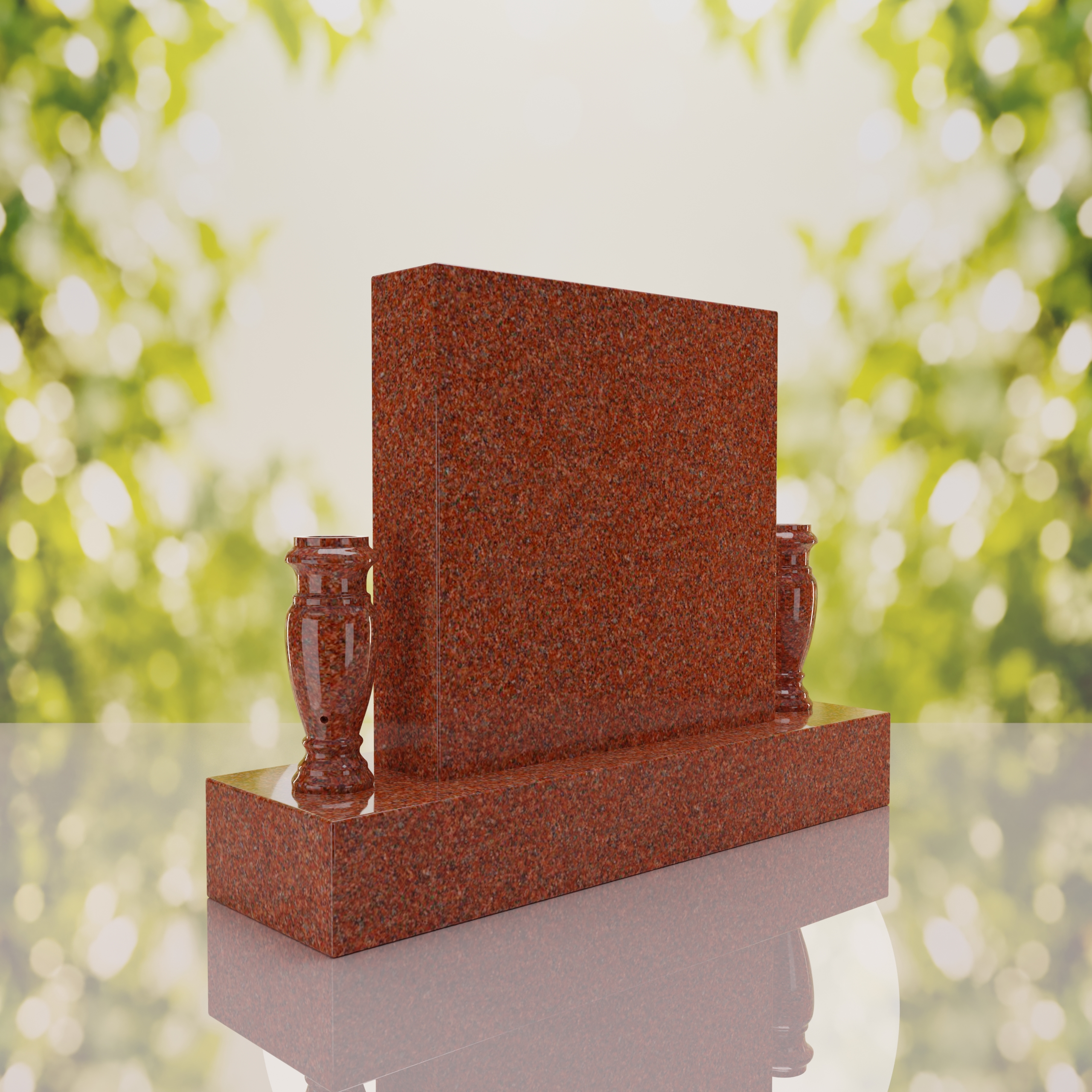 Square Upright Headstone with Vases thumbnail 14