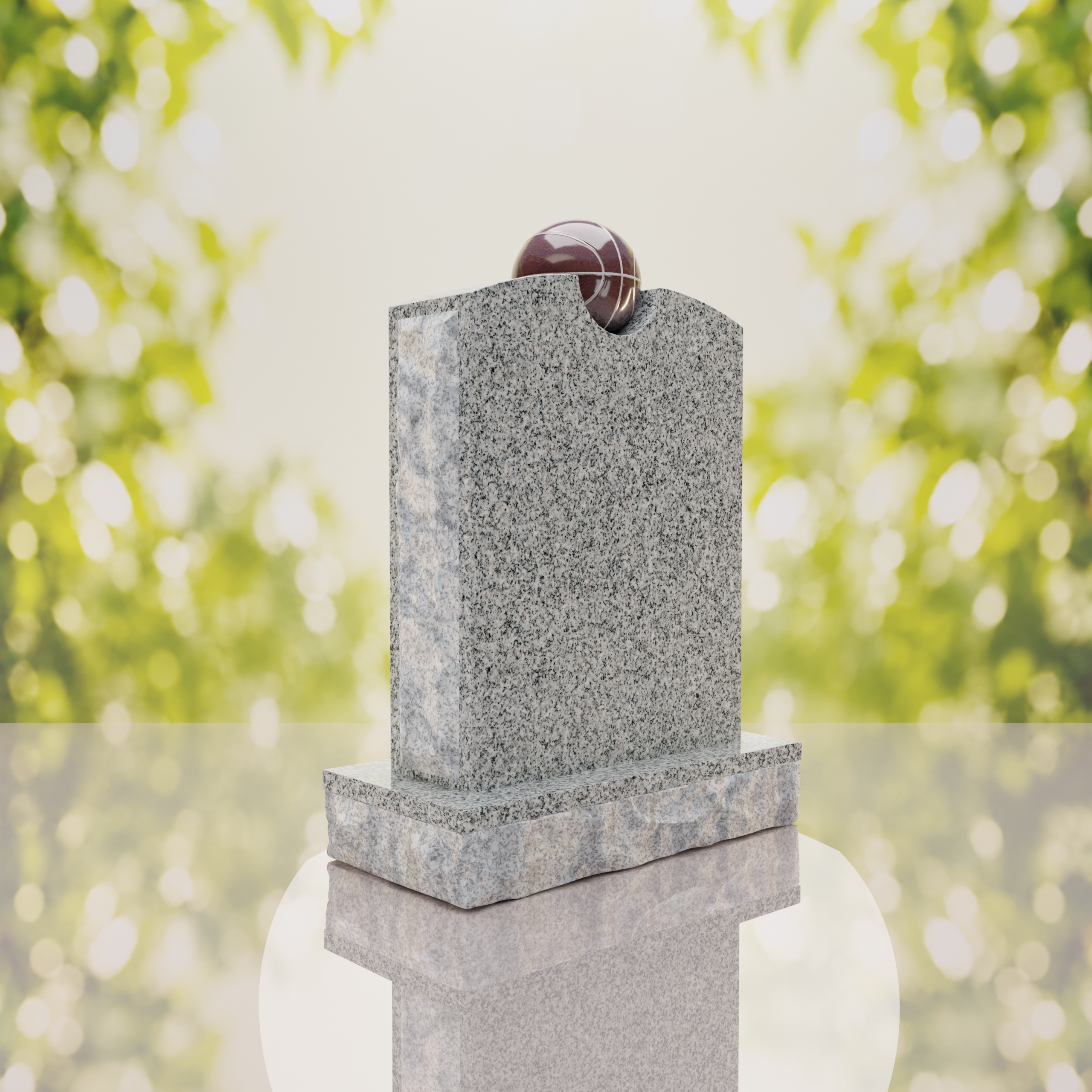 Modern Memorial Headstone with Ball Accent thumbnail 7