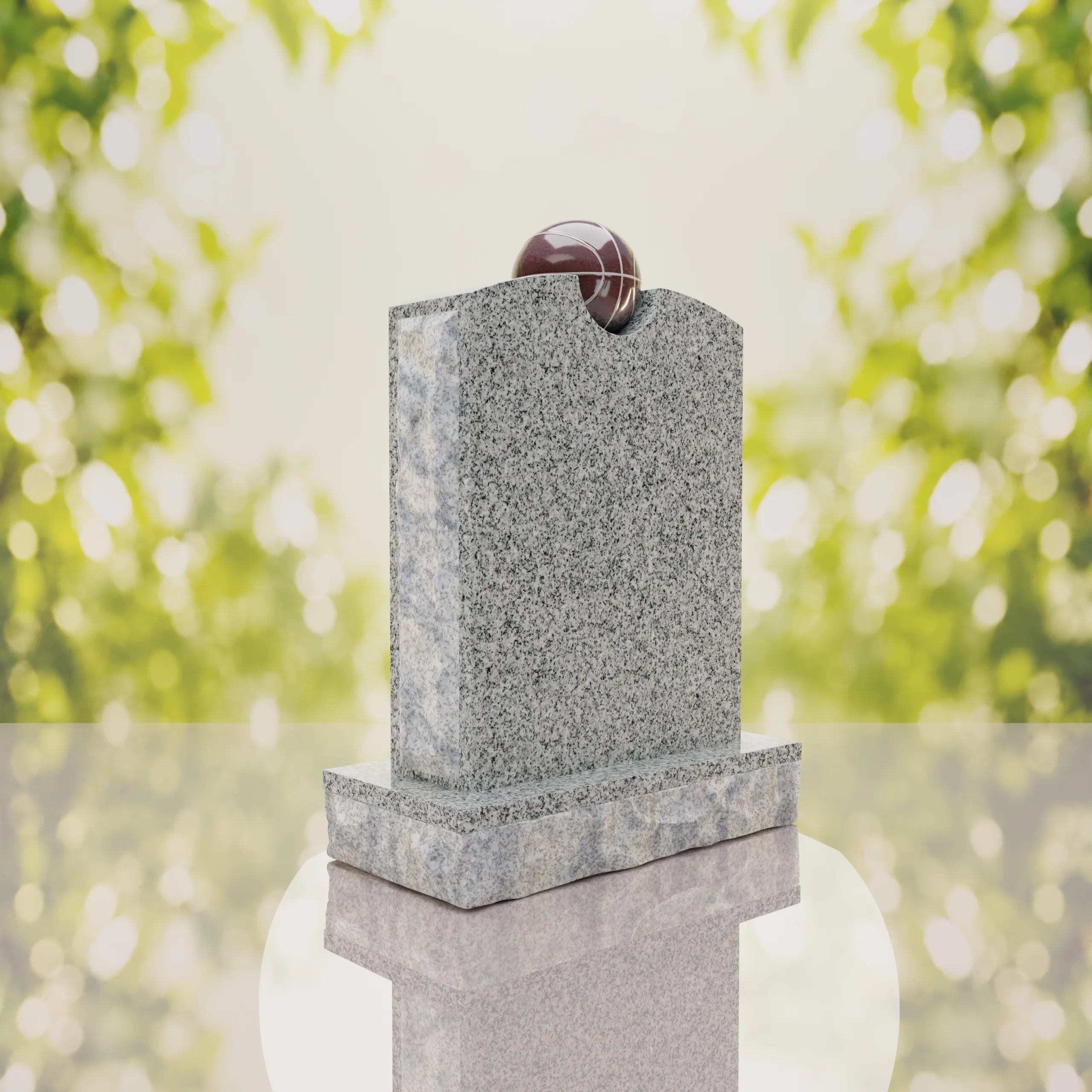Modern Memorial Headstone with Ball Accent thumbnail 7