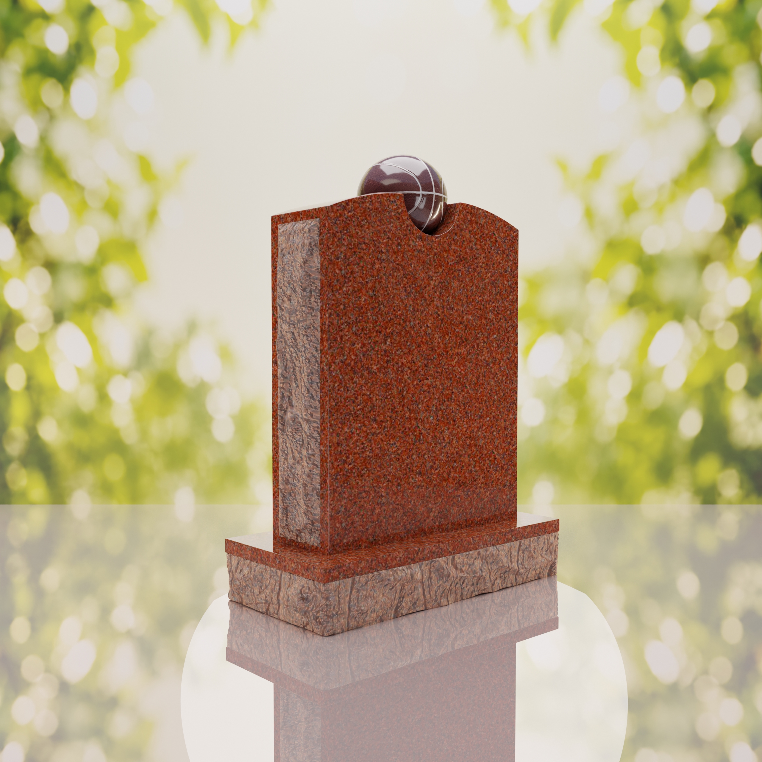 Modern Memorial Headstone with Ball Accent thumbnail 13