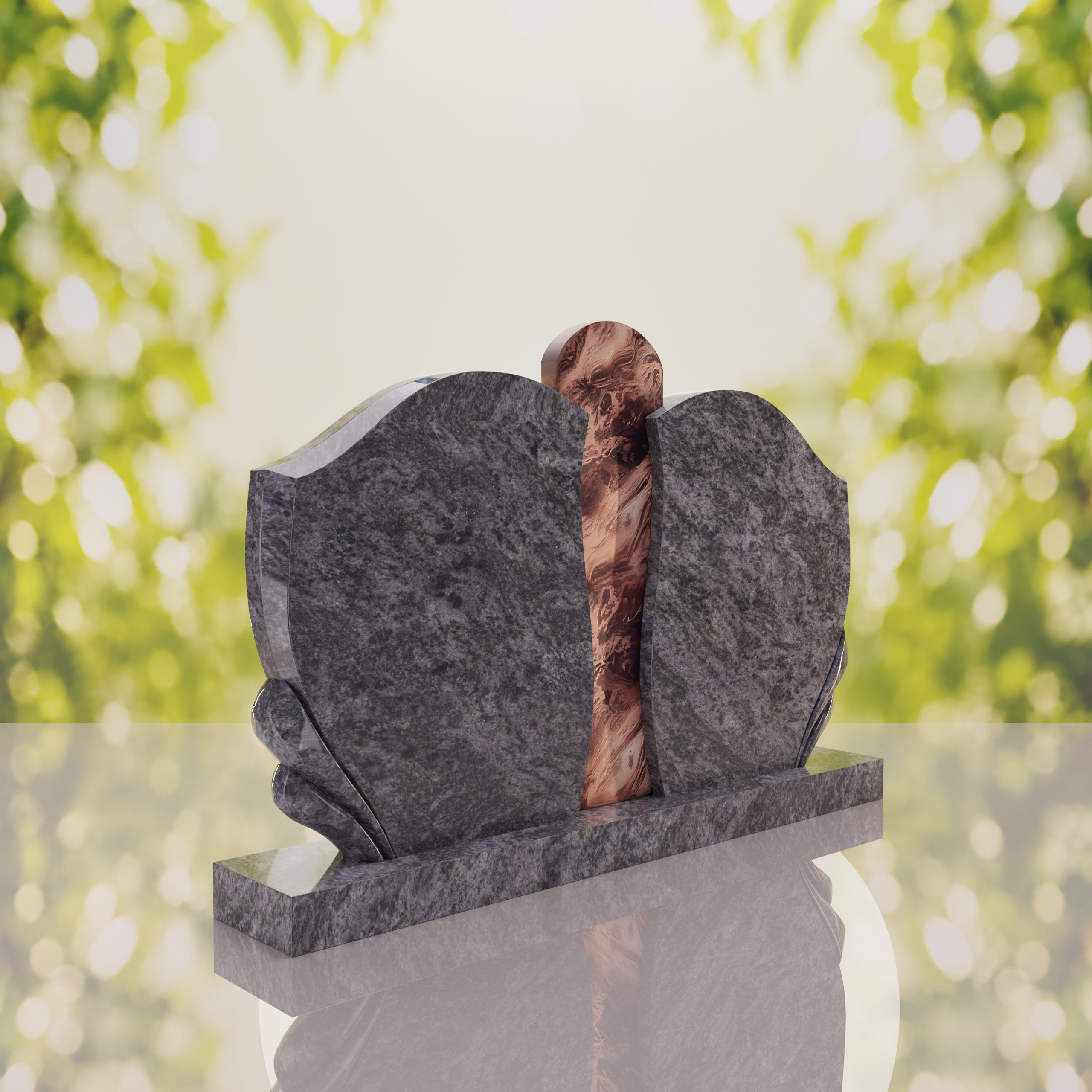 Sculpted Curved Companion Upright Granite Headstone thumbnail 3