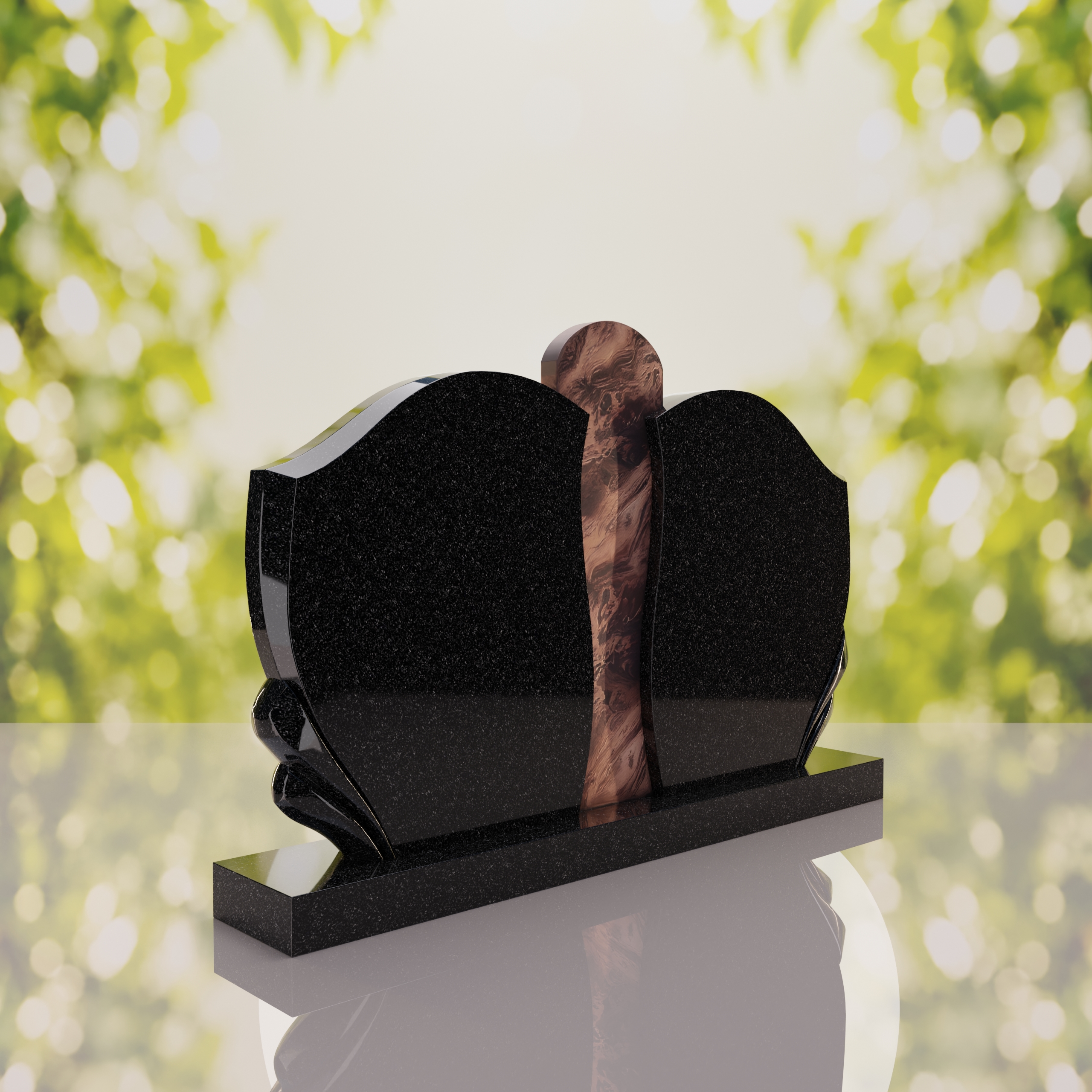 Sculpted Curved Companion Upright Granite Headstone thumbnail 11