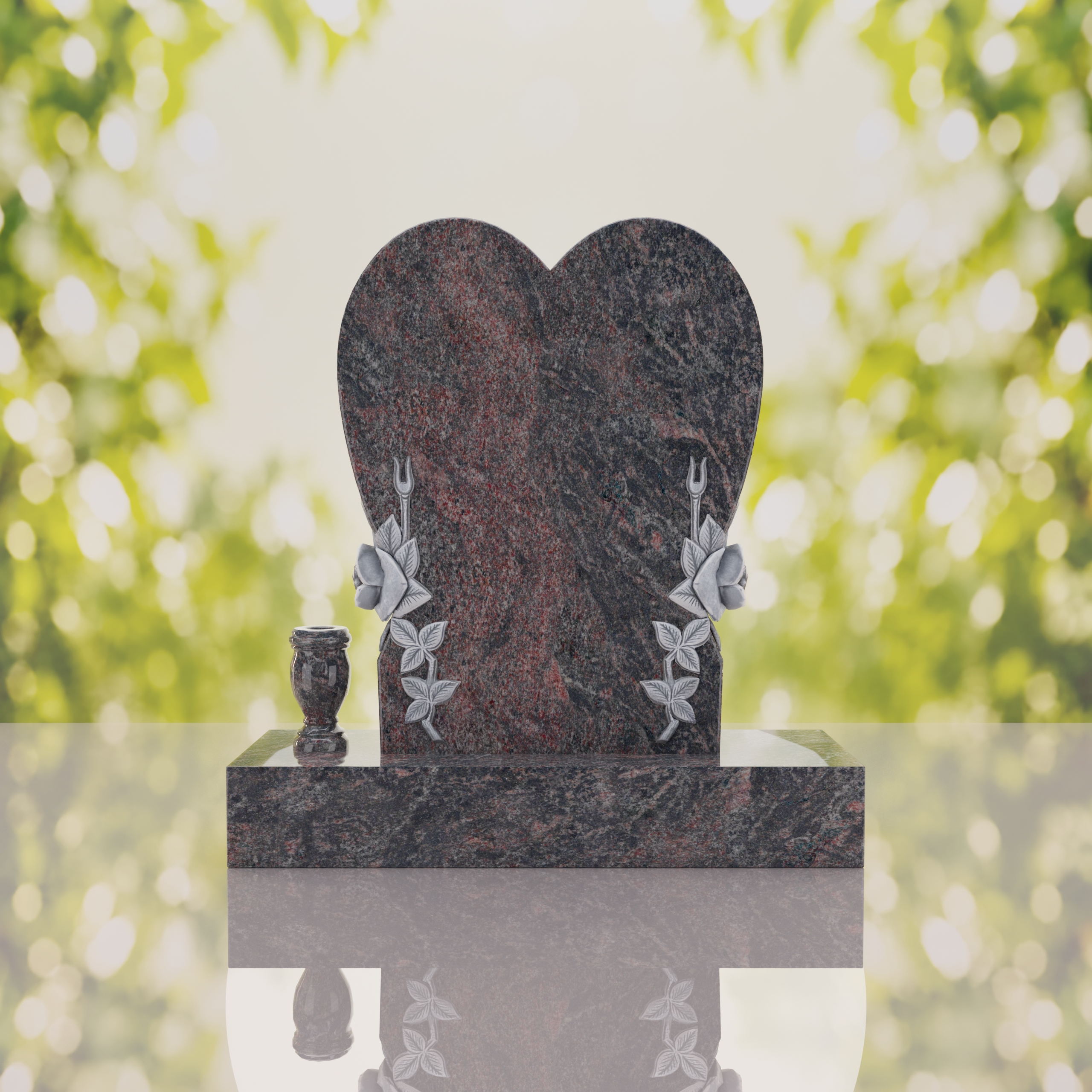 Heart Headstone with Laurel Leaves thumbnail 2