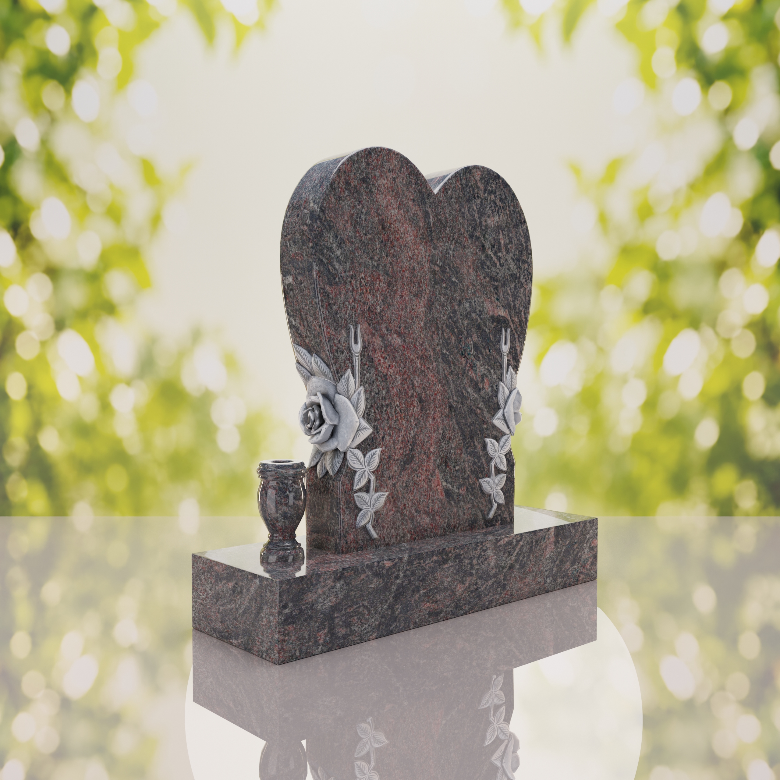 Heart Headstone with Laurel Leaves thumbnail 3