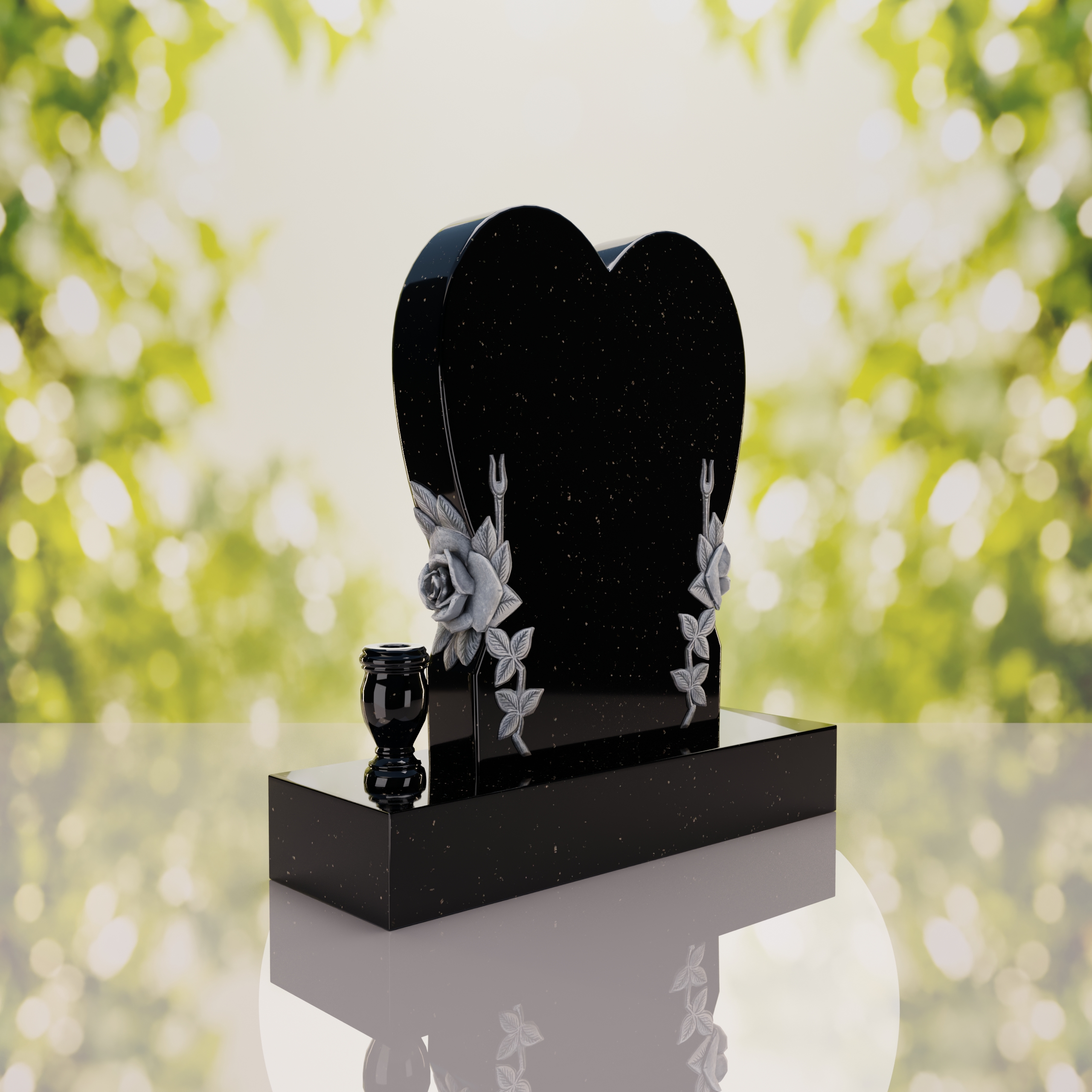 Heart Headstone with Laurel Leaves thumbnail 6