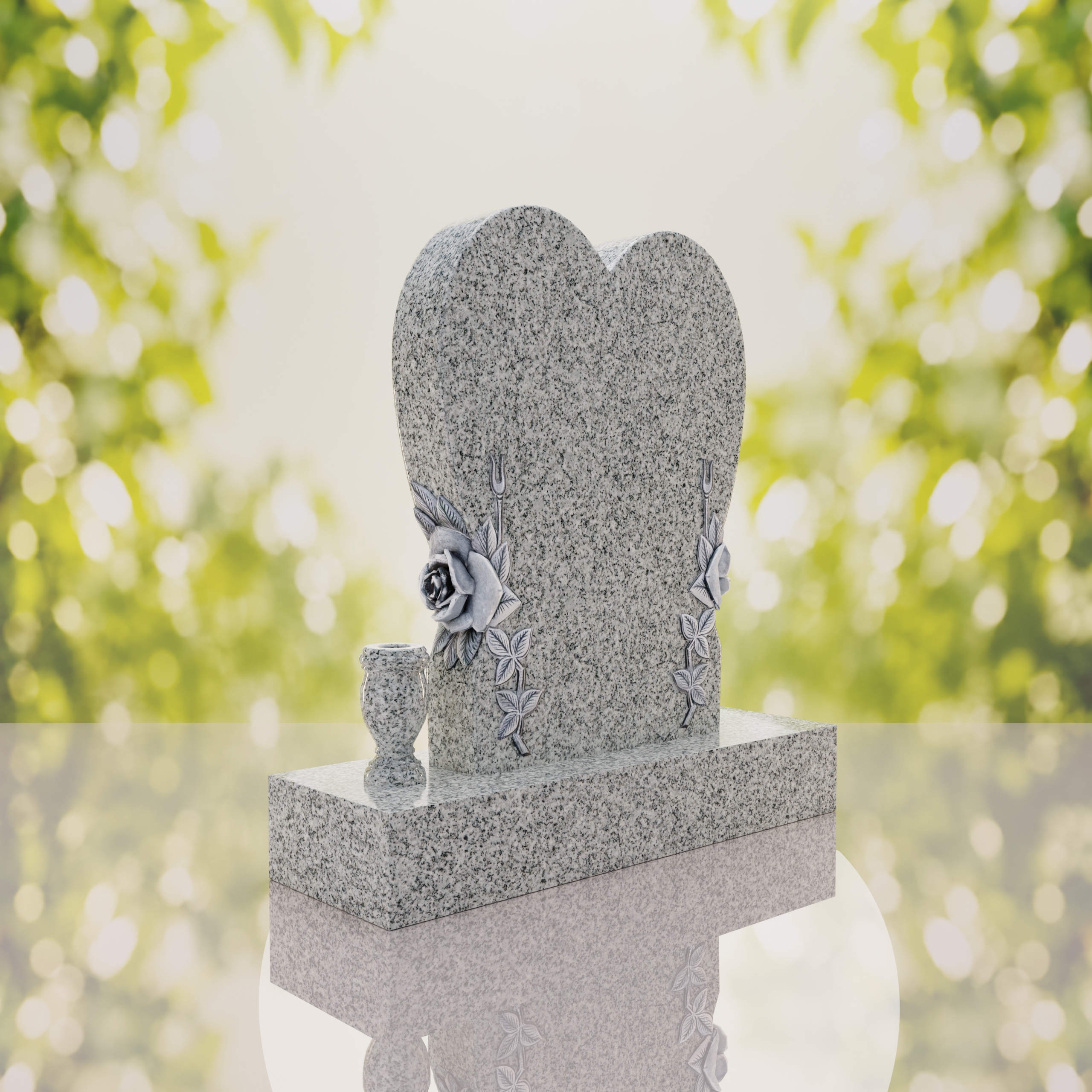 Heart Headstone with Laurel Leaves thumbnail 9