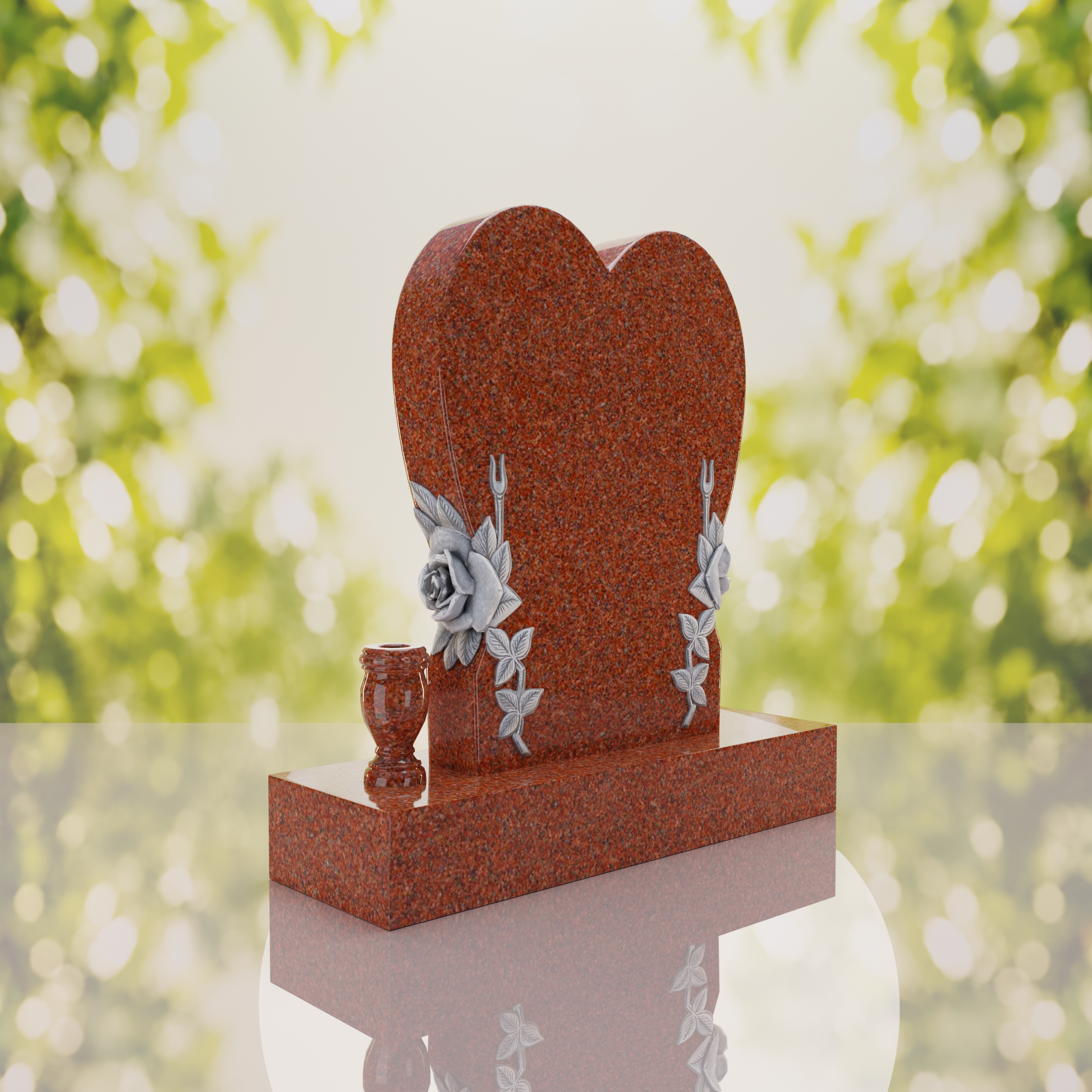 Heart Headstone with Laurel Leaves