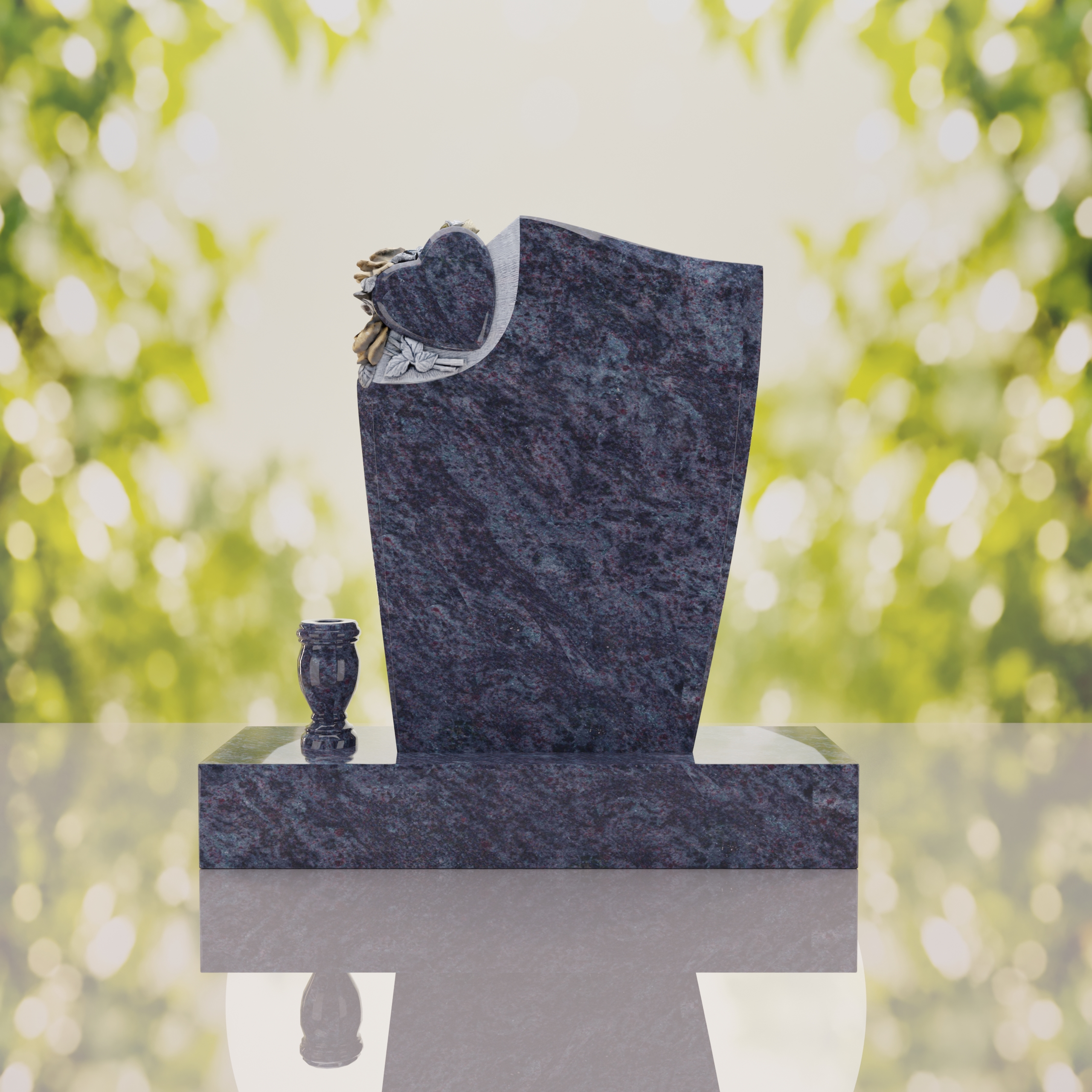 Floral Heart Shape Granite Headstone thumbnail 15