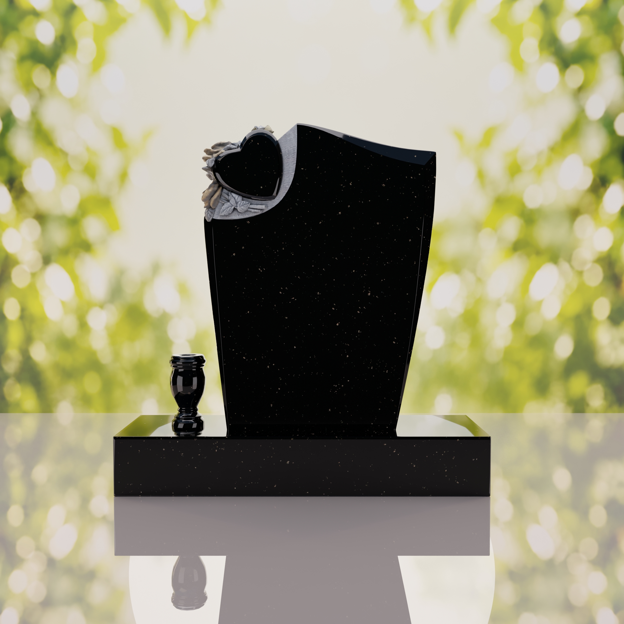 Floral Heart Shape Granite Headstone thumbnail 3
