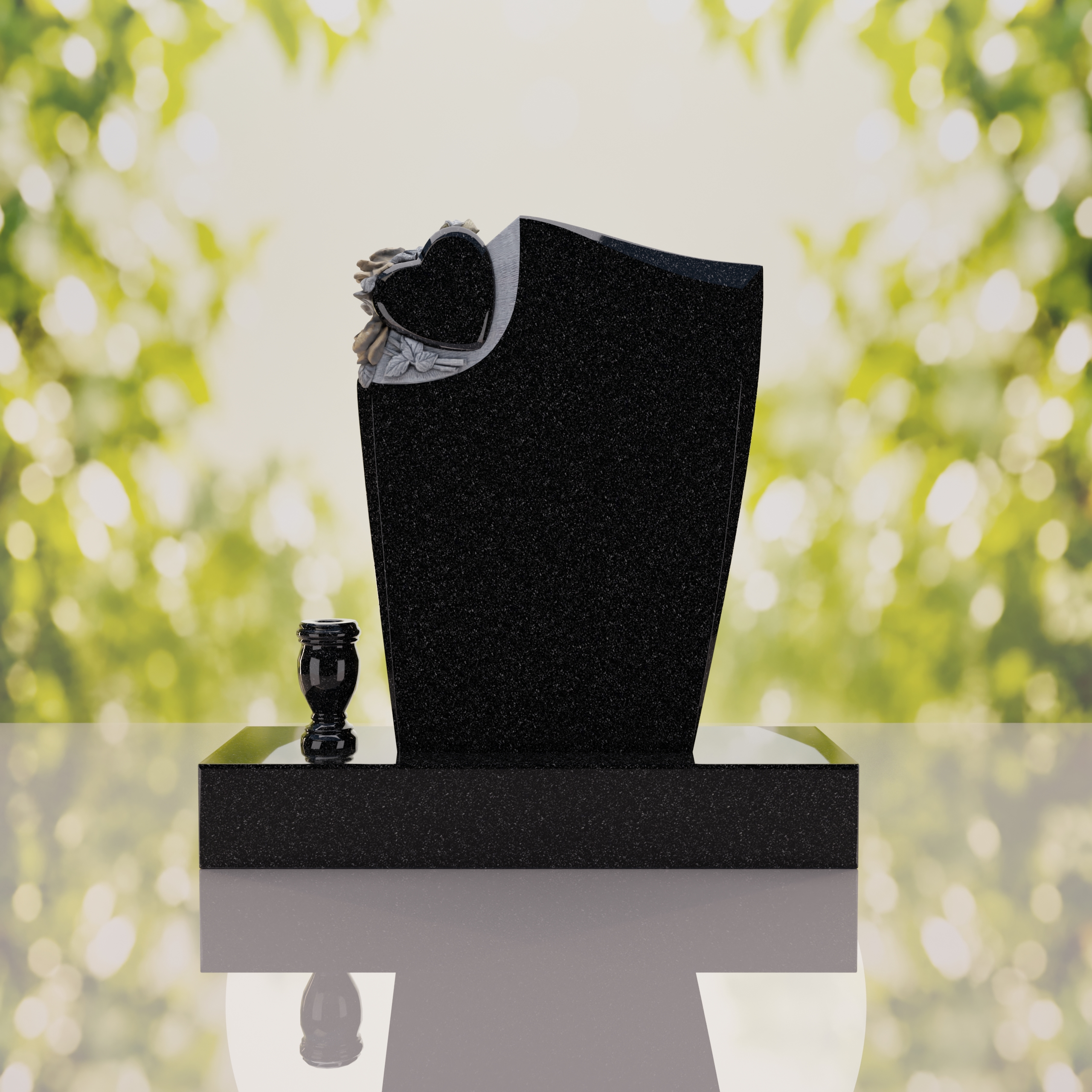 Floral Heart Shape Granite Headstone thumbnail 9