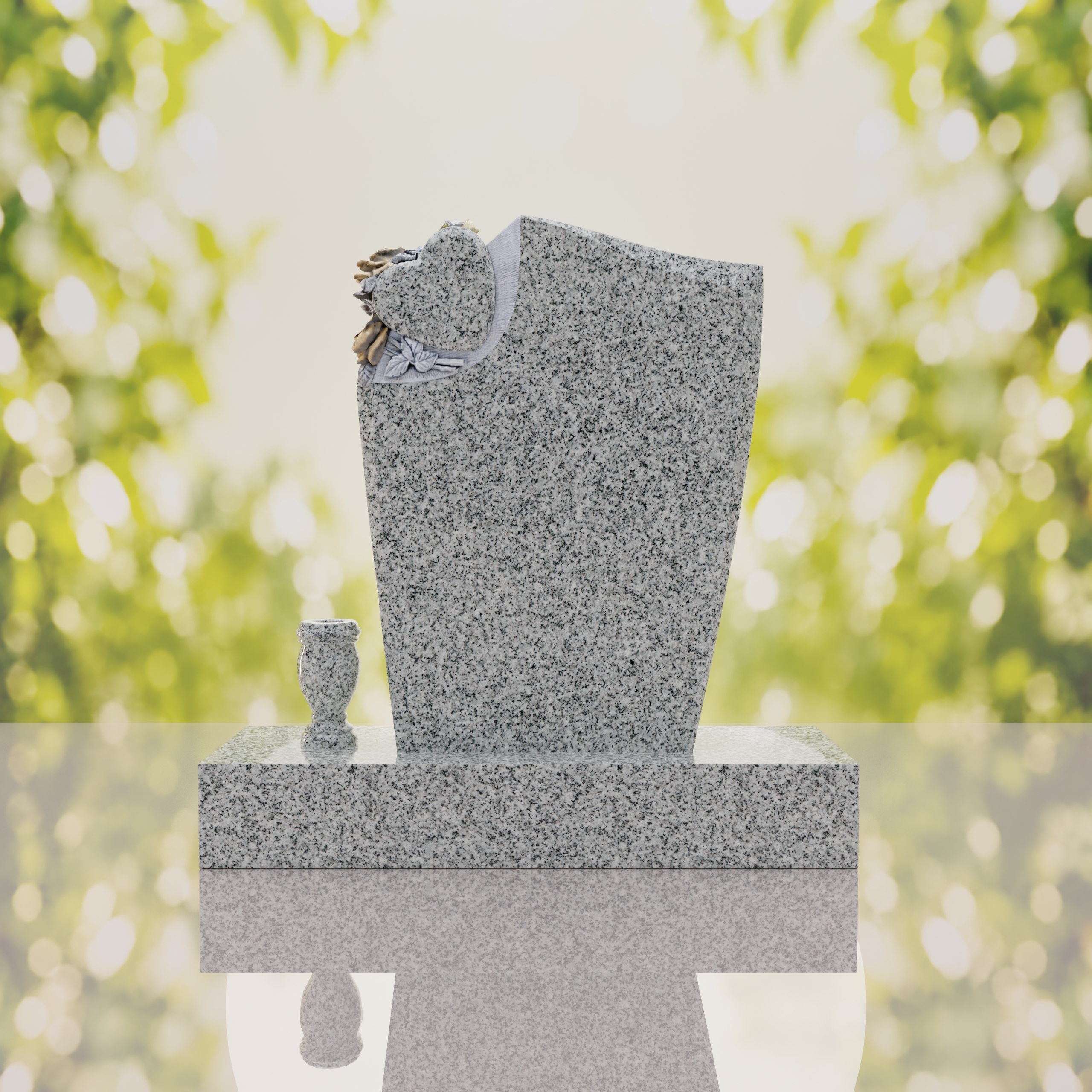 Floral Heart Shape Granite Headstone thumbnail 6