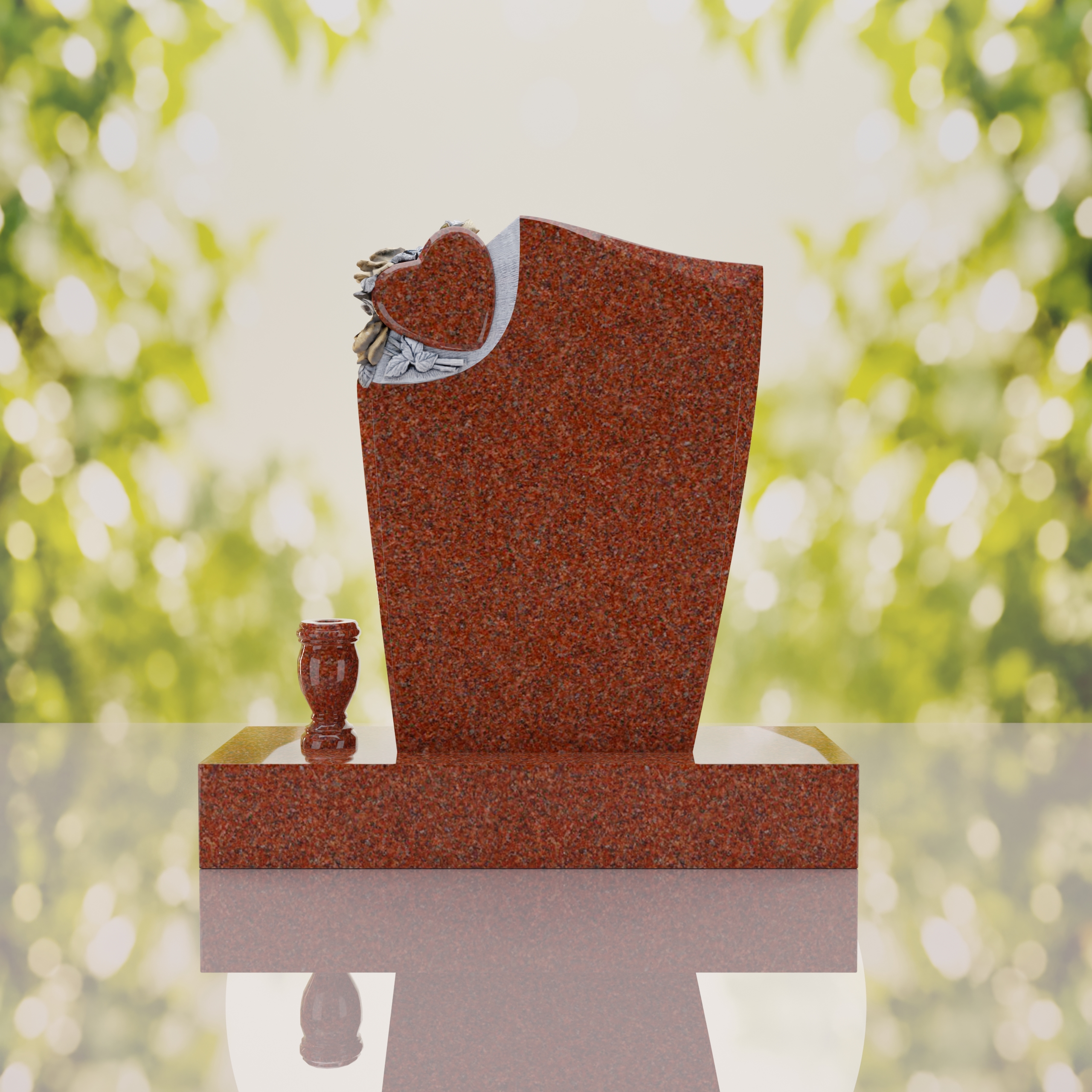 Floral Heart Shape Granite Headstone thumbnail 12