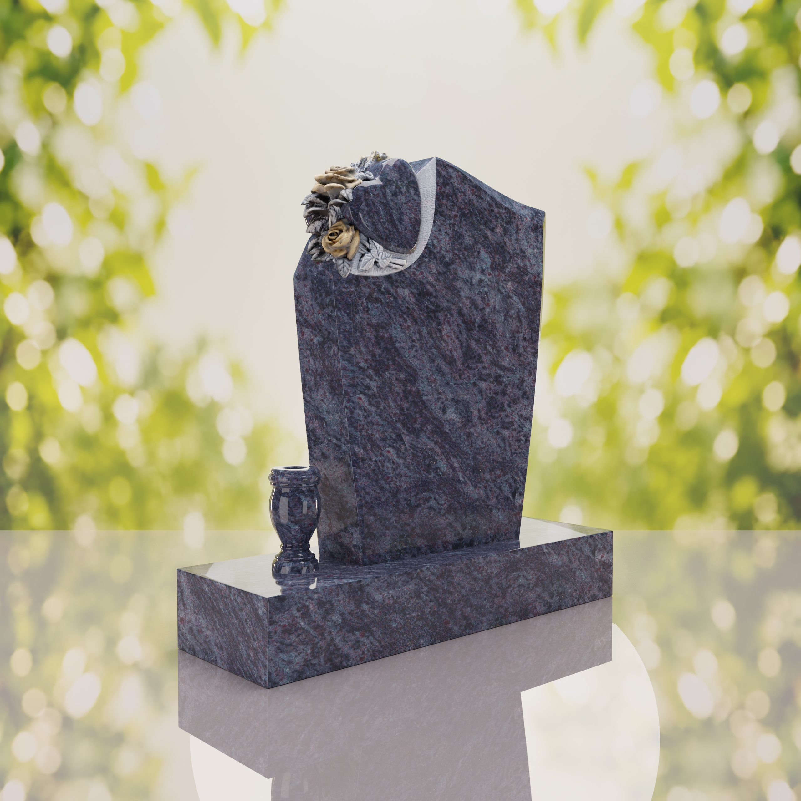 Floral Heart Shape Granite Headstone thumbnail 14