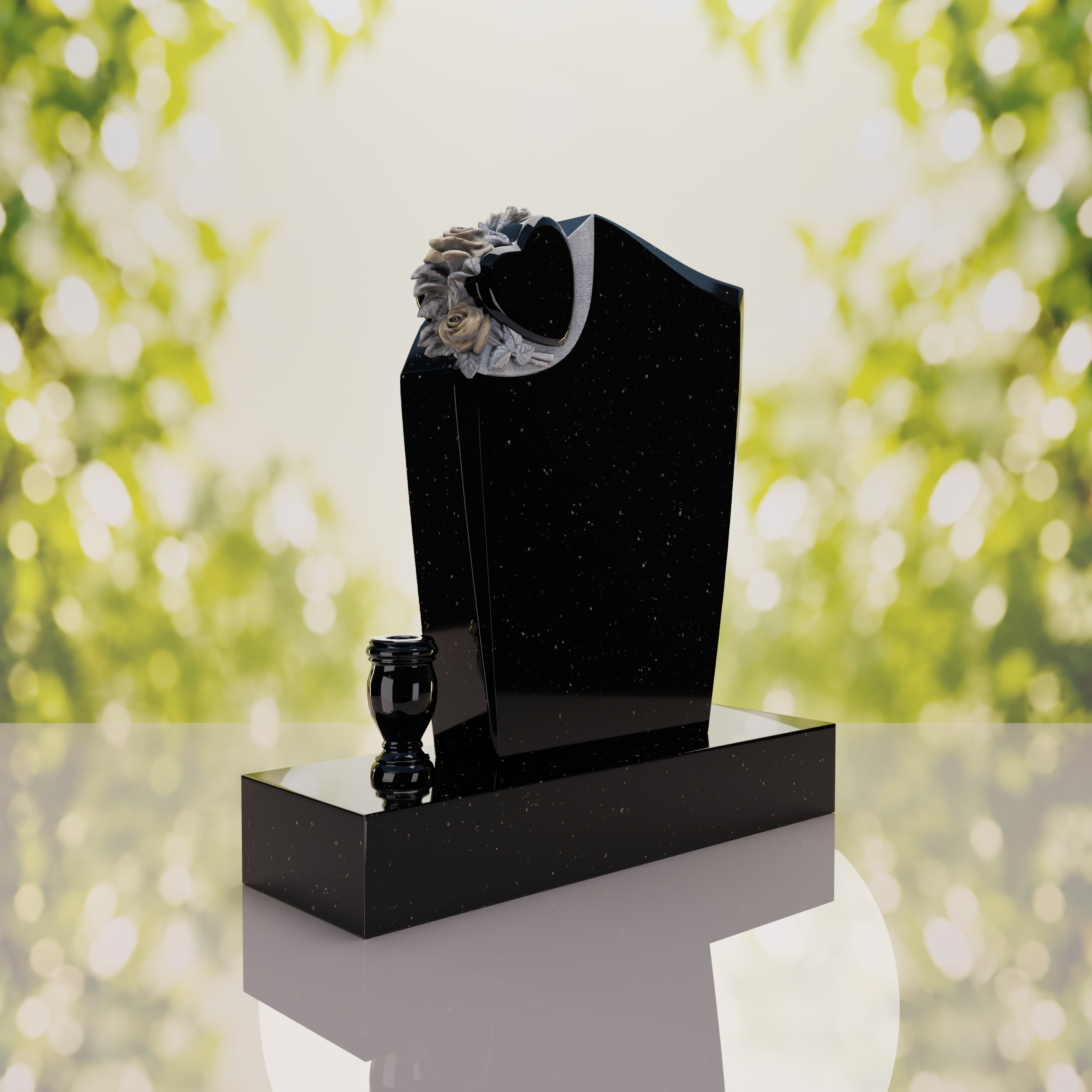 Floral Heart Shape Granite Headstone thumbnail 2