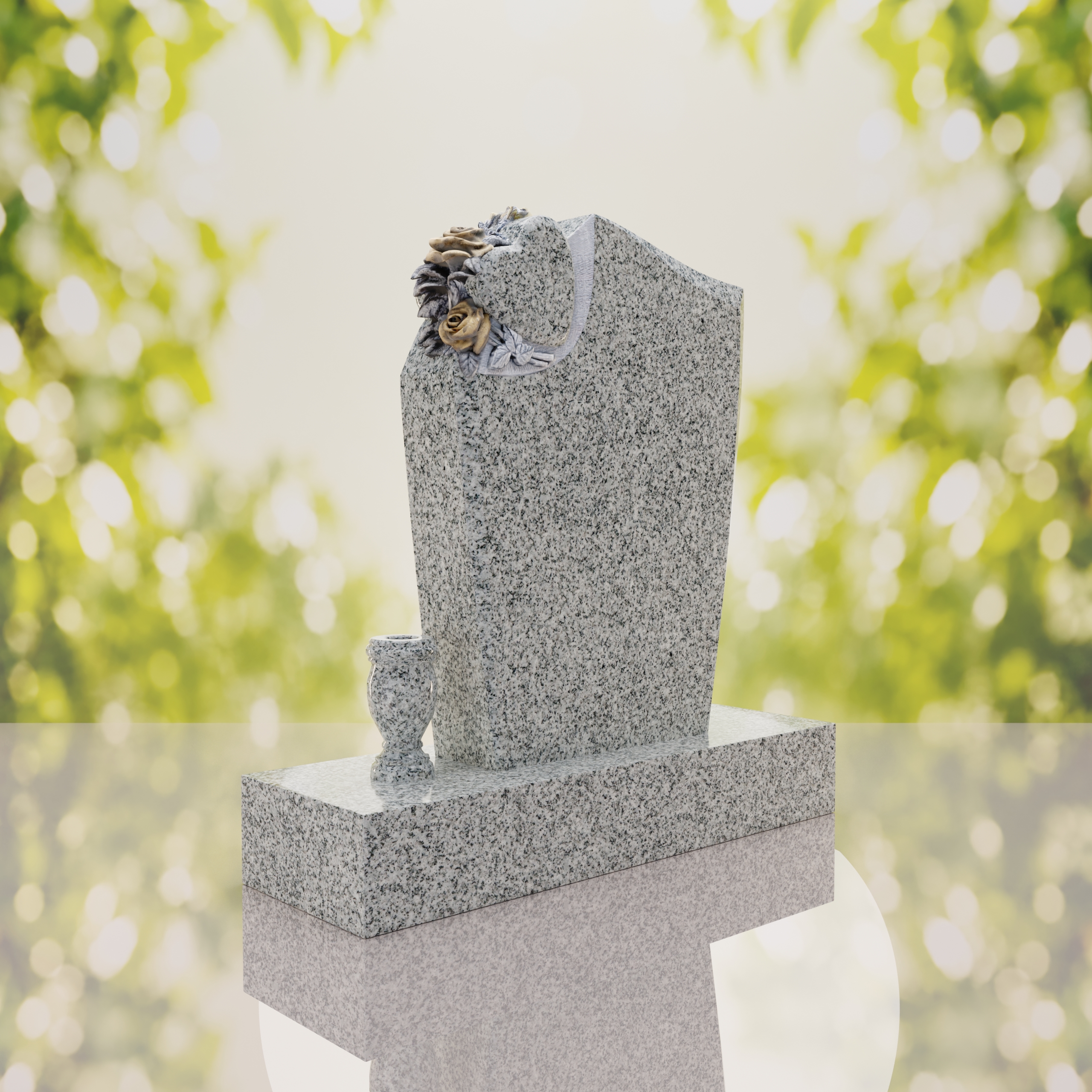 Floral Heart Shape Granite Headstone thumbnail 5