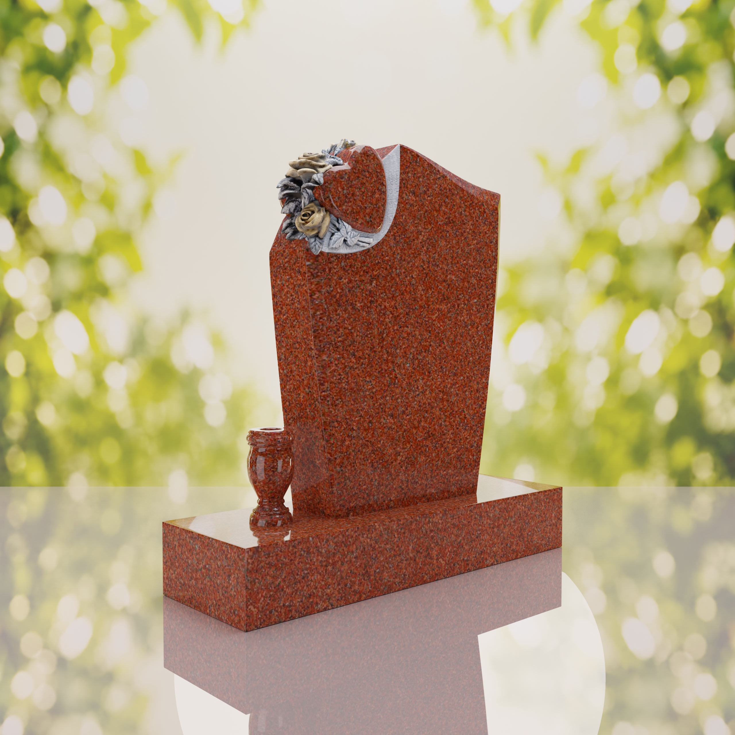Floral Heart Shape Granite Headstone thumbnail 11