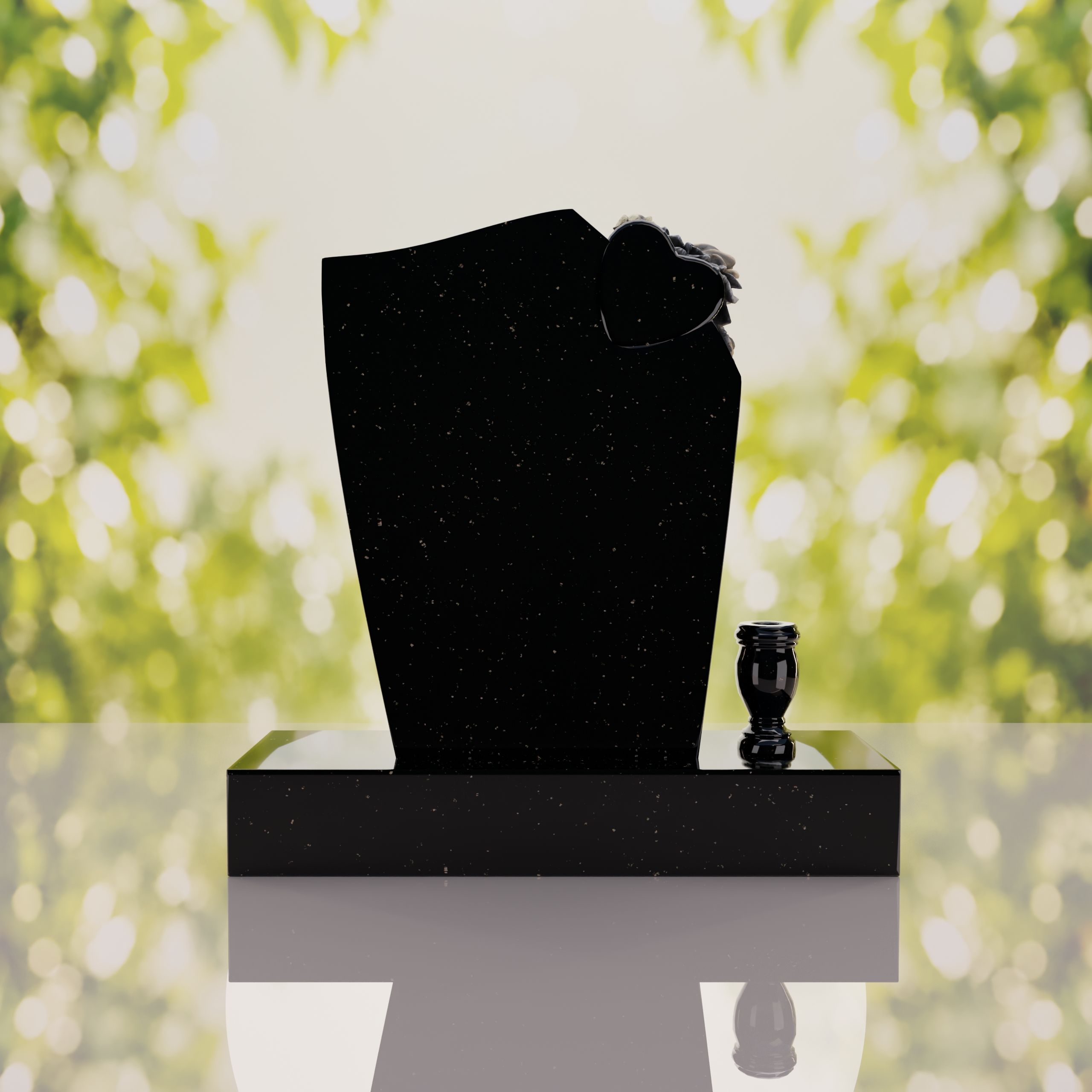 Floral Heart Shape Granite Headstone thumbnail 4