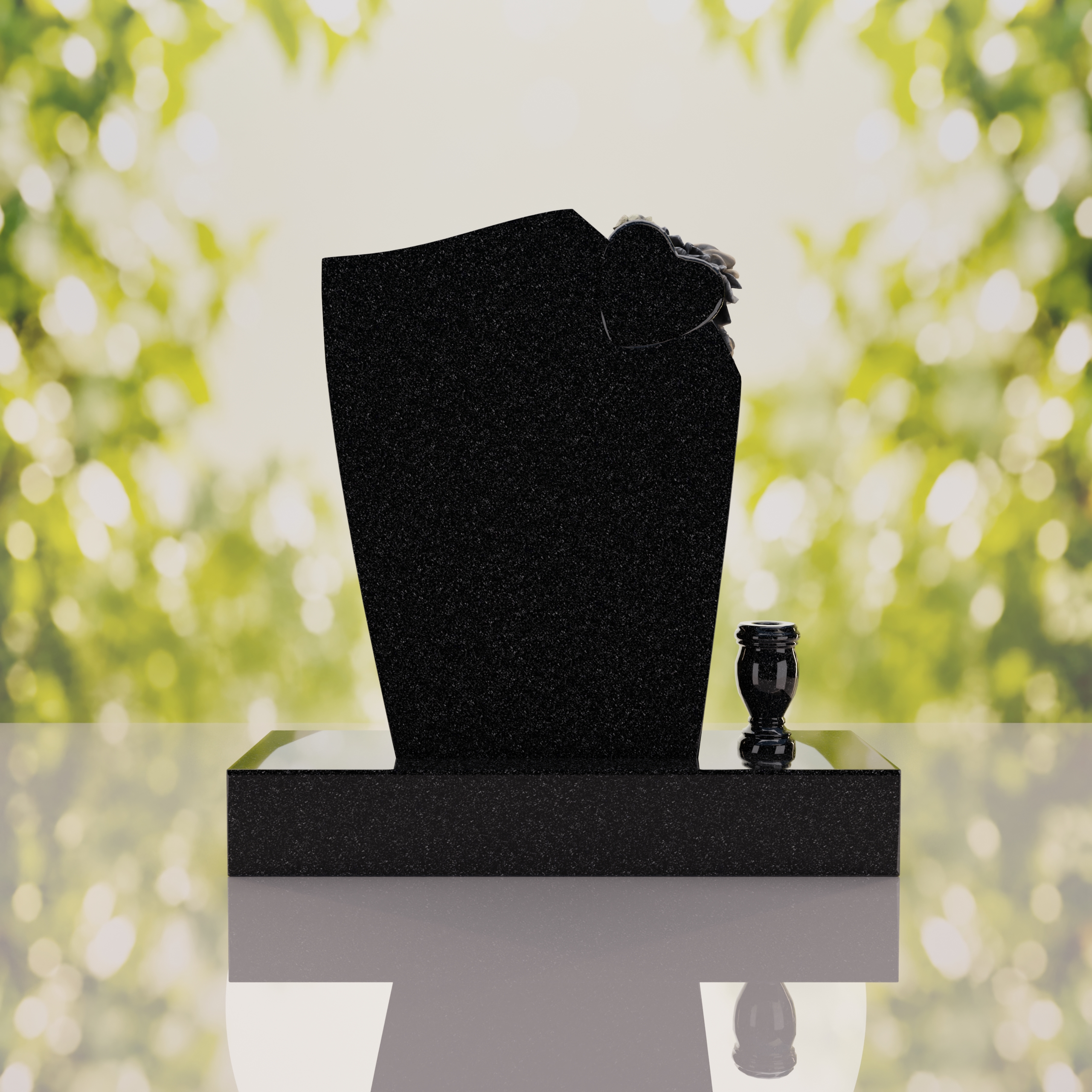 Floral Heart Shape Granite Headstone thumbnail 10