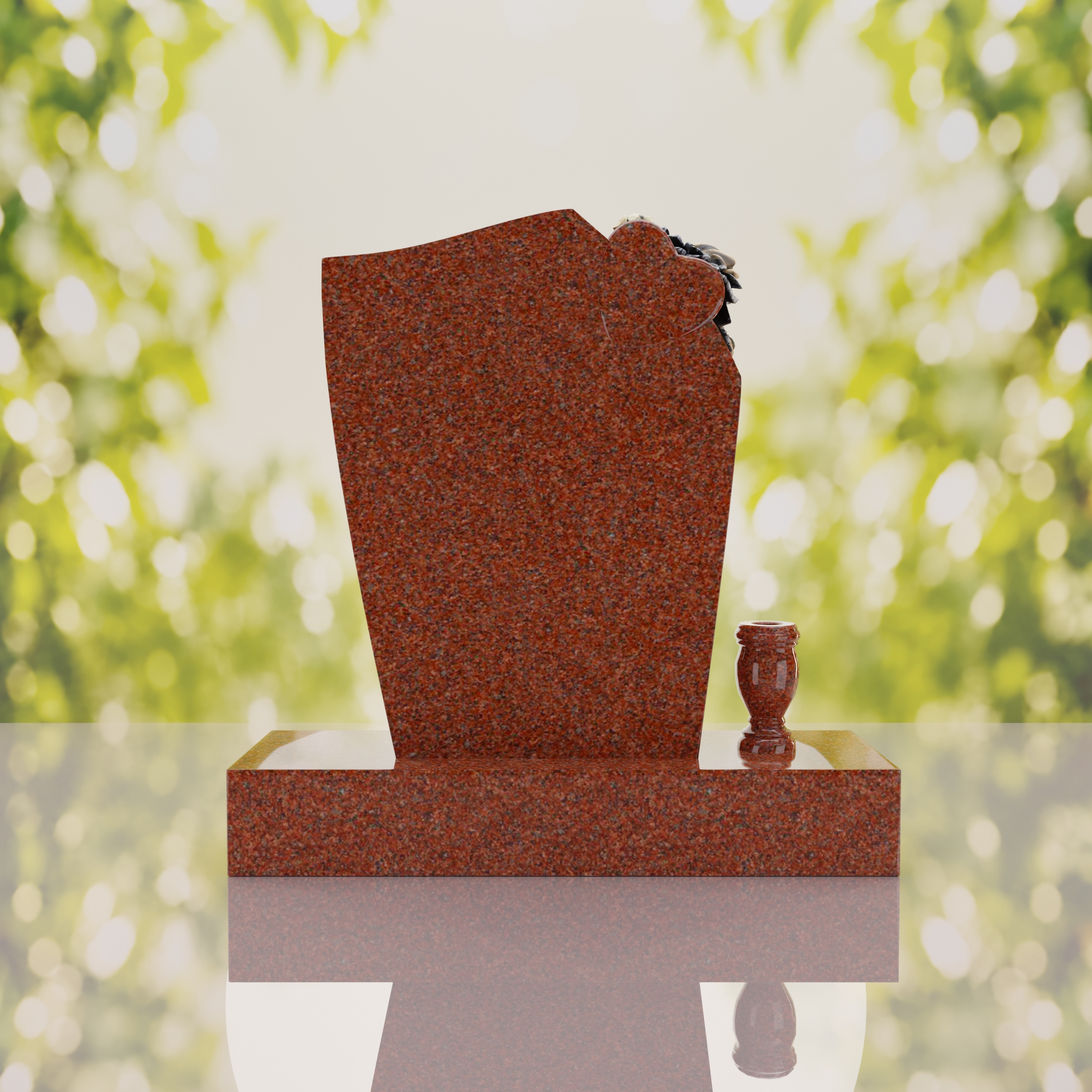 Floral Heart Shape Granite Headstone thumbnail 13