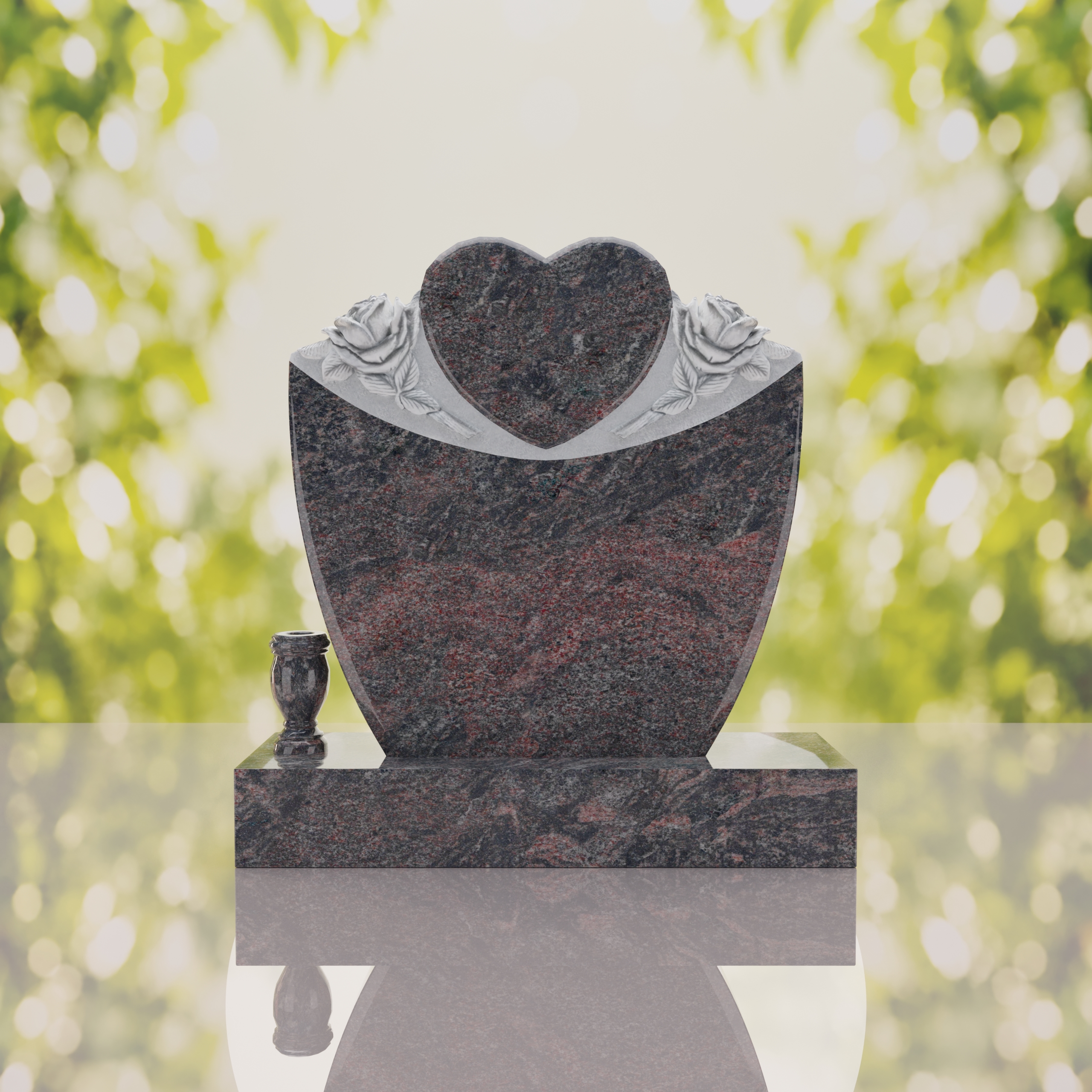 Heart & Roses Granite Headstone thumbnail 5