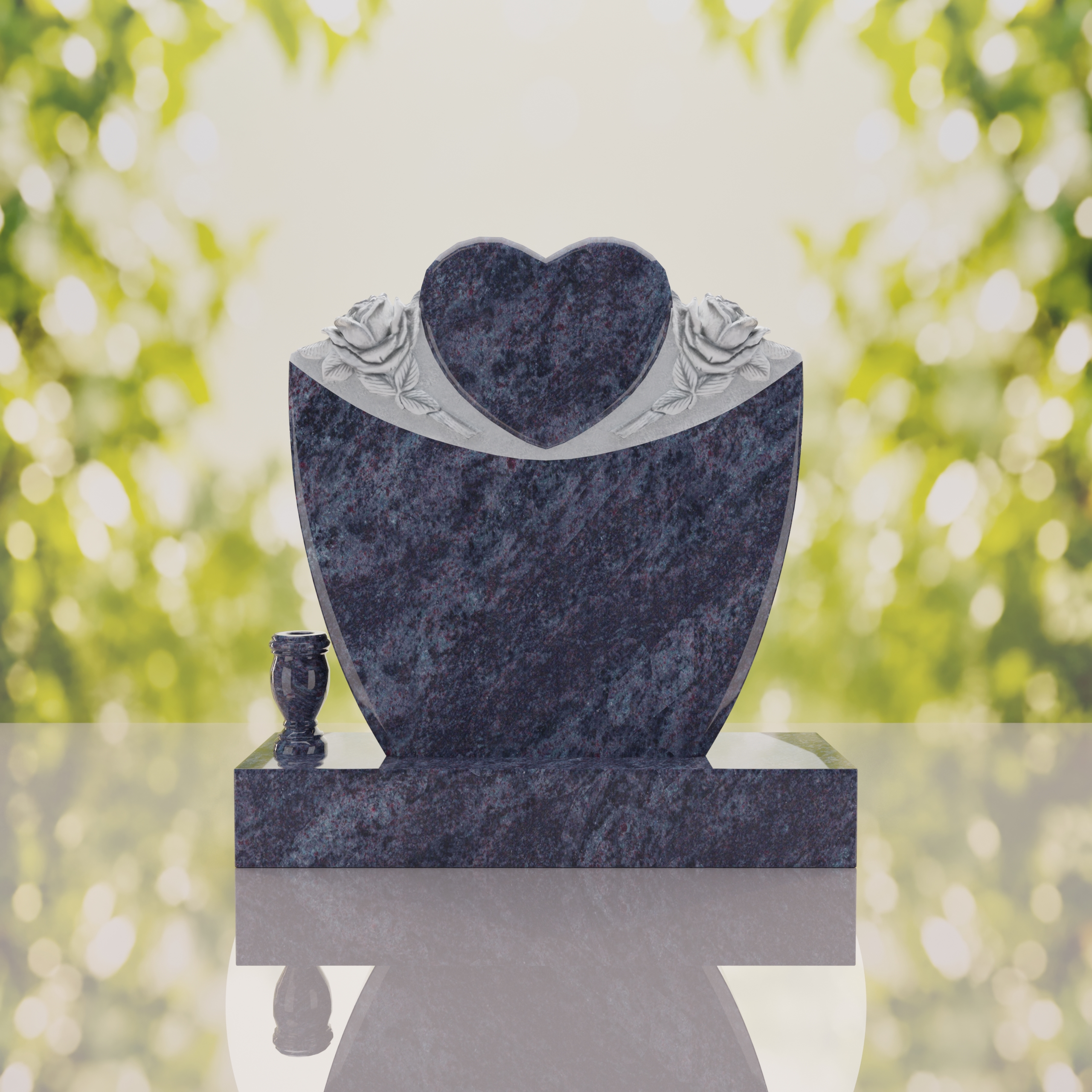Heart & Roses Granite Headstone thumbnail 8