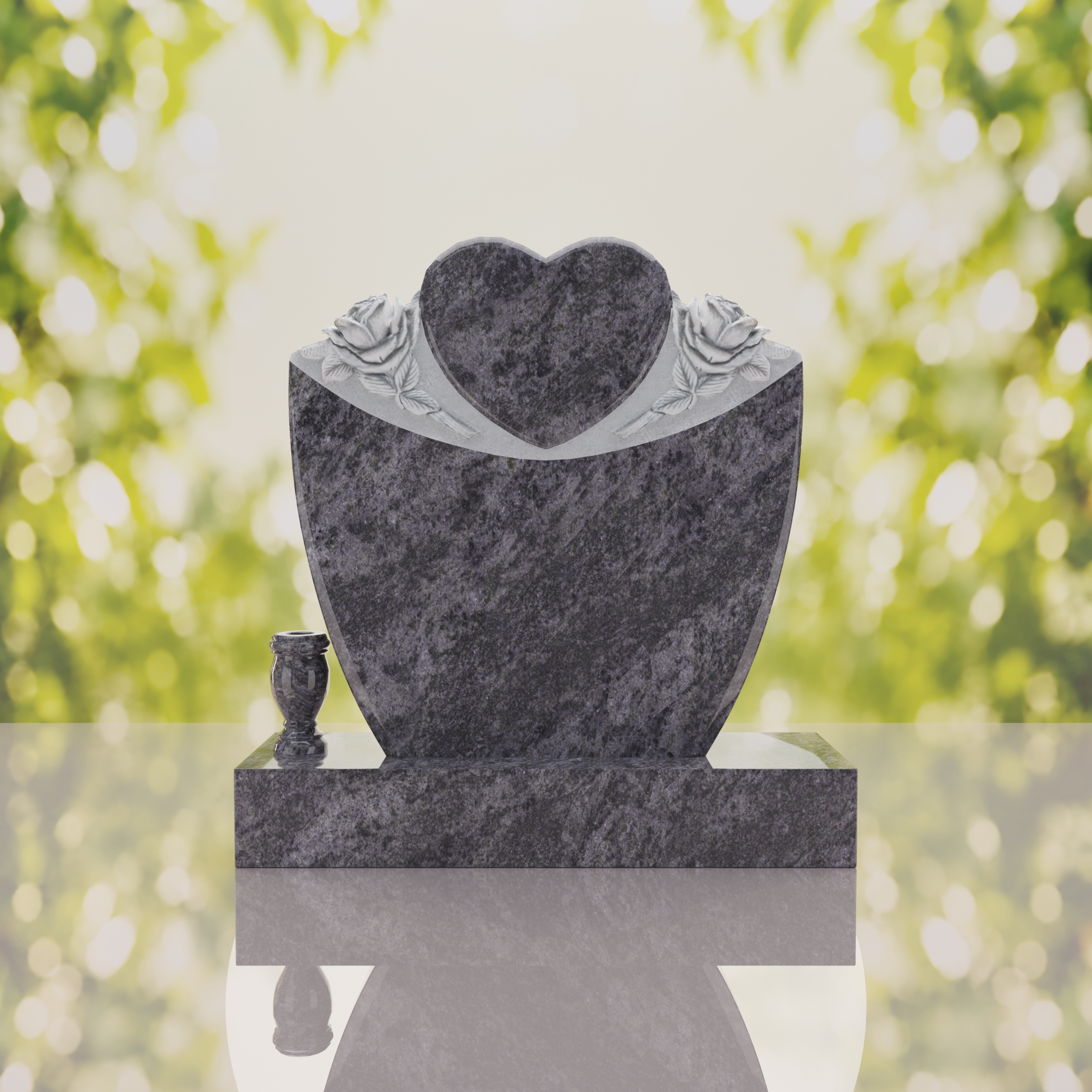 Heart & Roses Granite Headstone thumbnail 11
