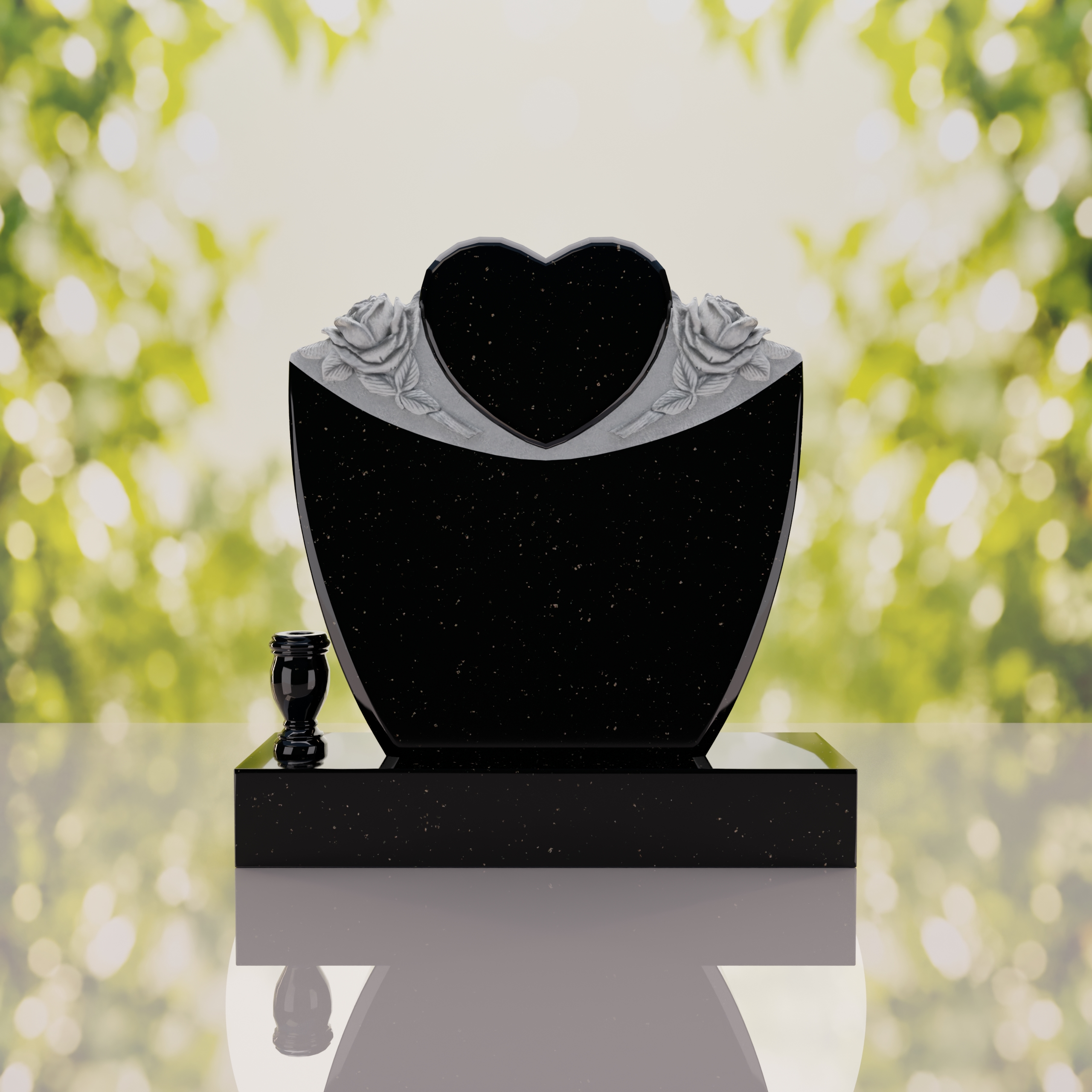 Heart & Roses Granite Headstone thumbnail 14