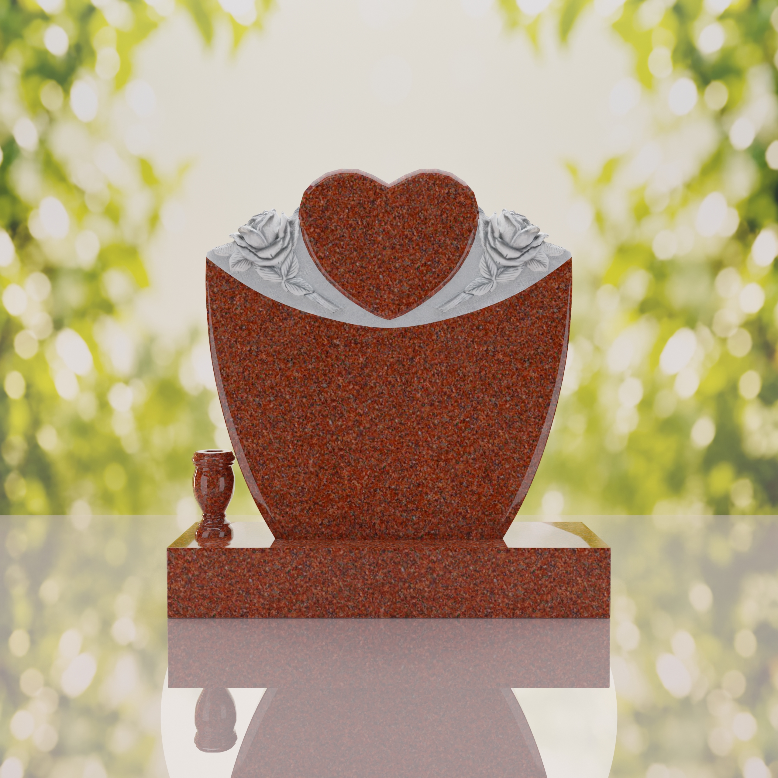 Heart & Roses Granite Headstone thumbnail 2